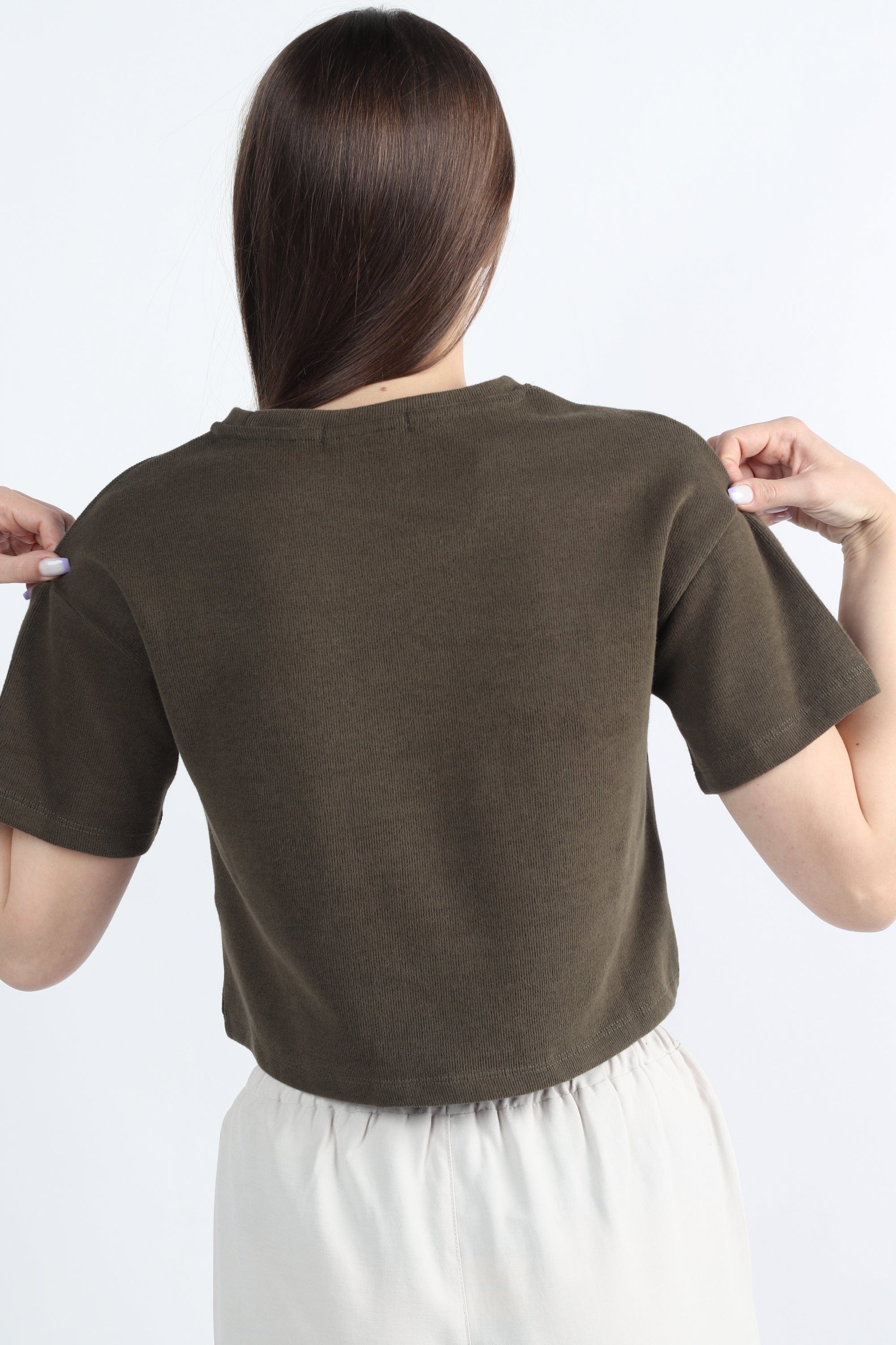 كيتشن بلوزة بطبعة نص بطن نسائي