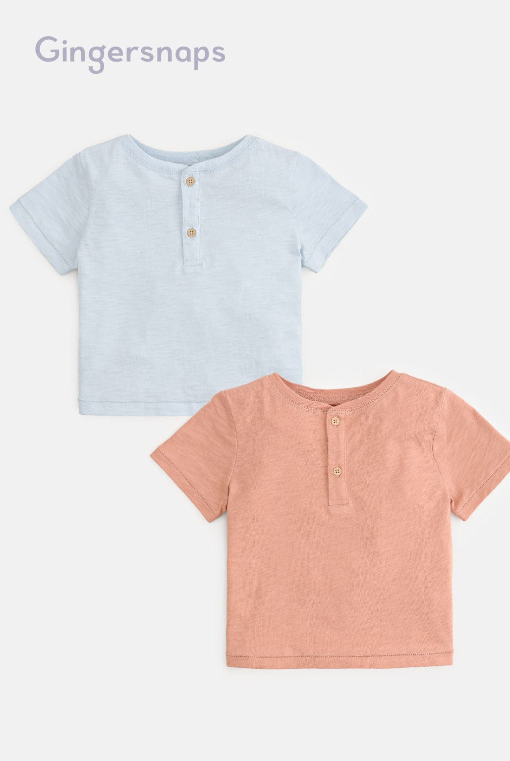 جينجرسنابس تيشيرت أولادي نص كم بأزرار أمامية أزرق فاتح / بني