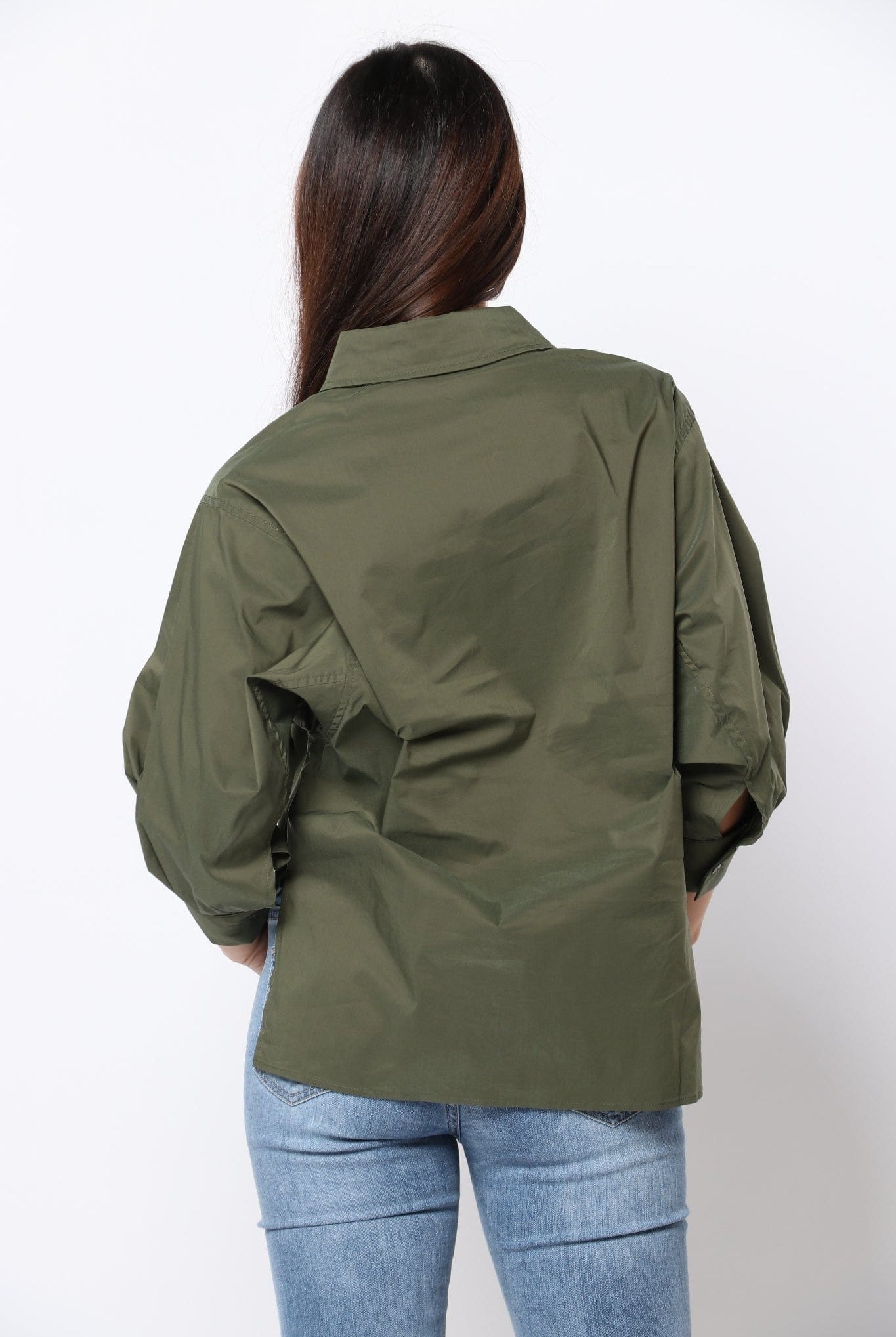 كيتشن قميص أوفر سايز أزرار أمامية كم واسع نسائي