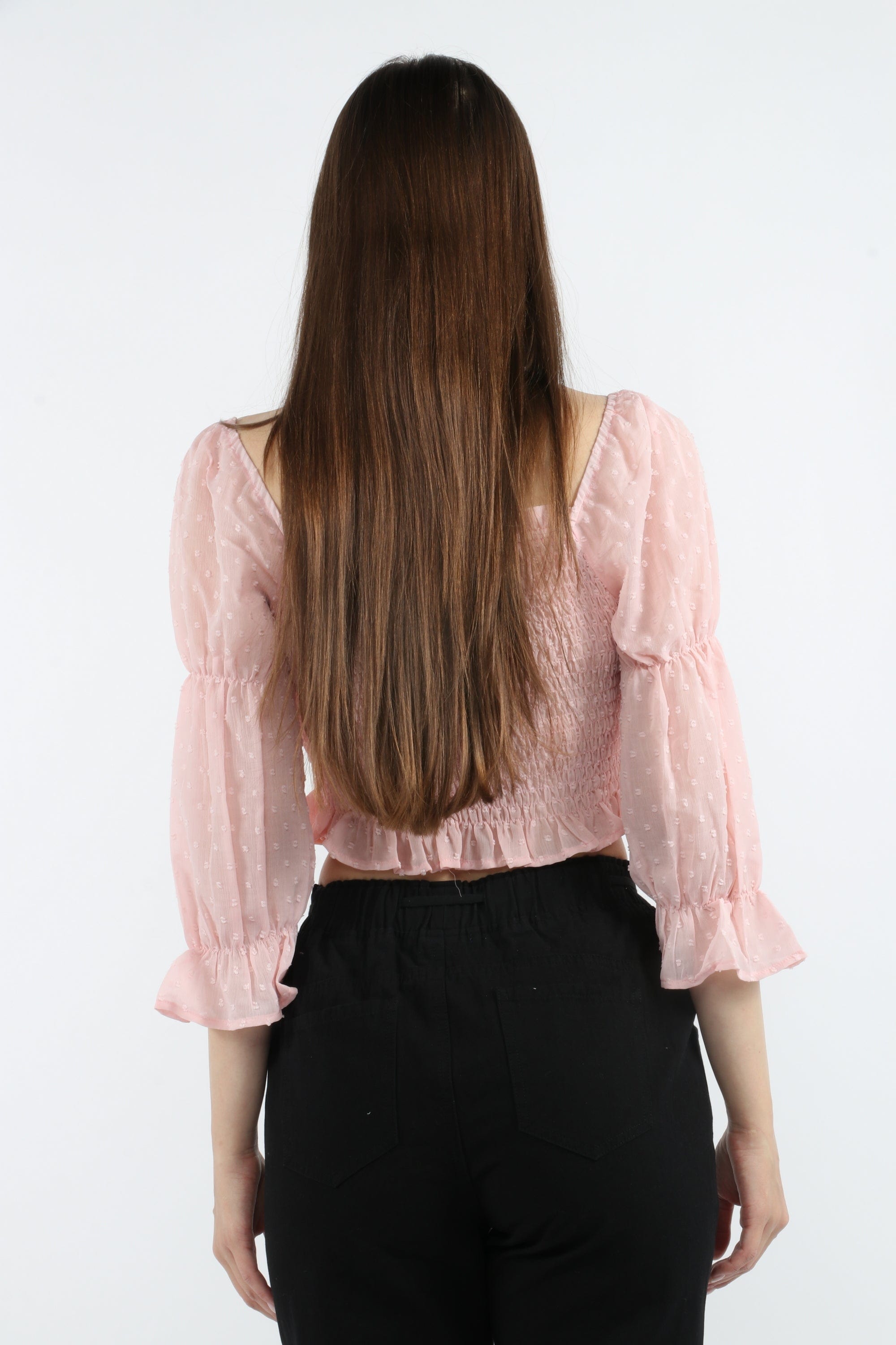 كيتشن بلوزة بأكمام 3/4 خصر مرتفع مكشكش