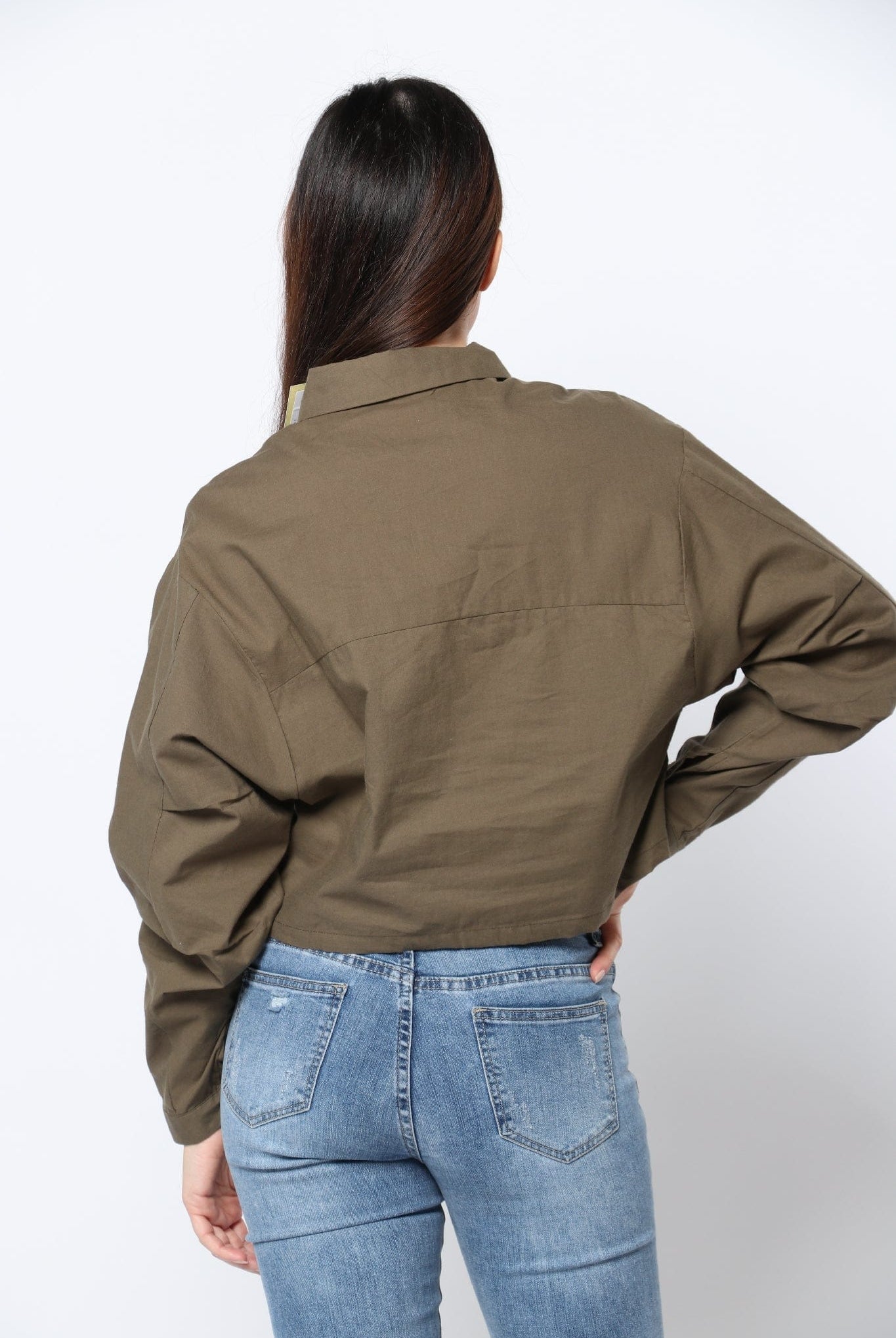 كيتشن بلوزة سادة بأزرار أمامية كم طويل نسائي