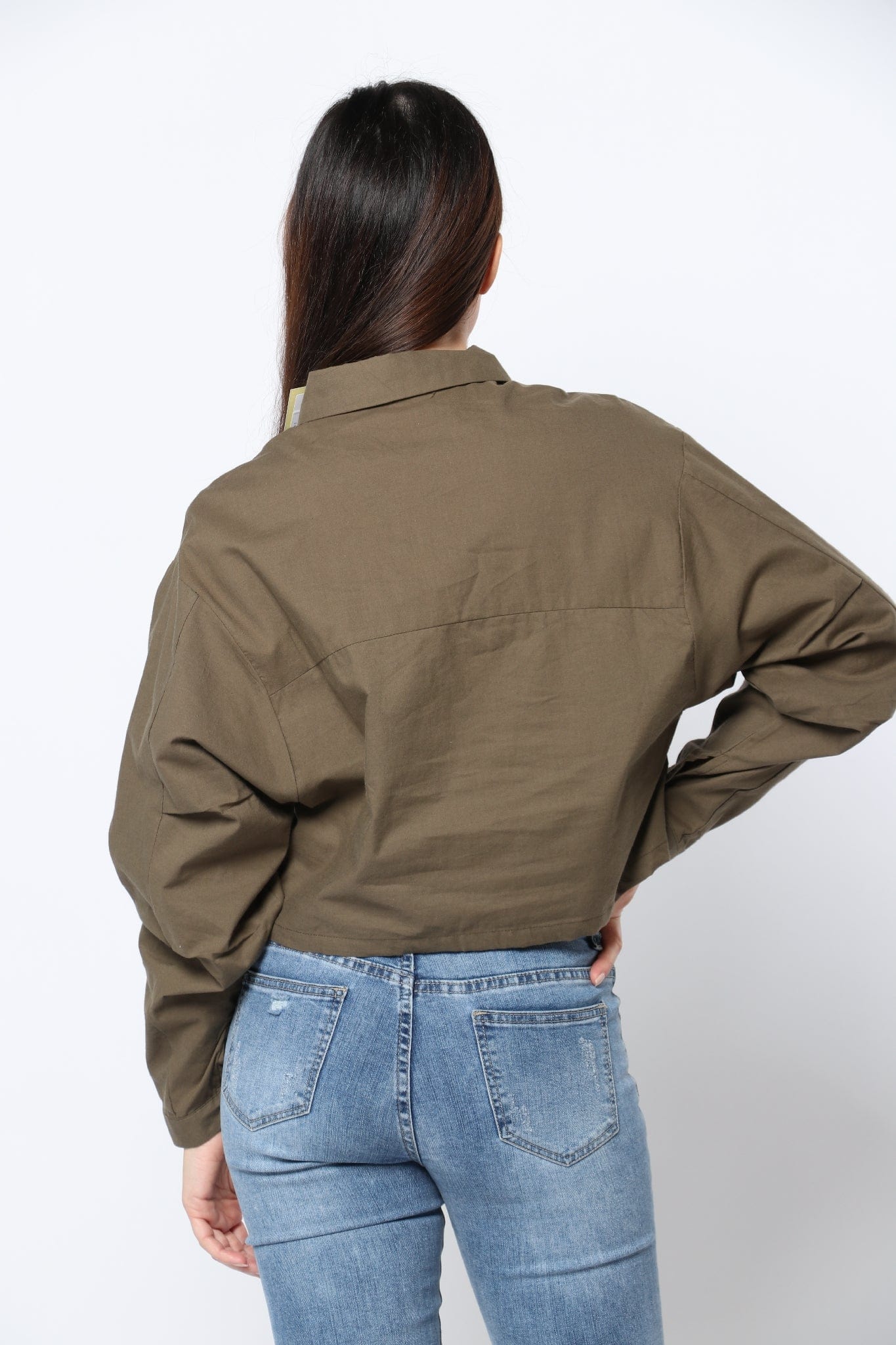 كيتشن بلوزة سادة بأزرار أمامية كم طويل نسائي