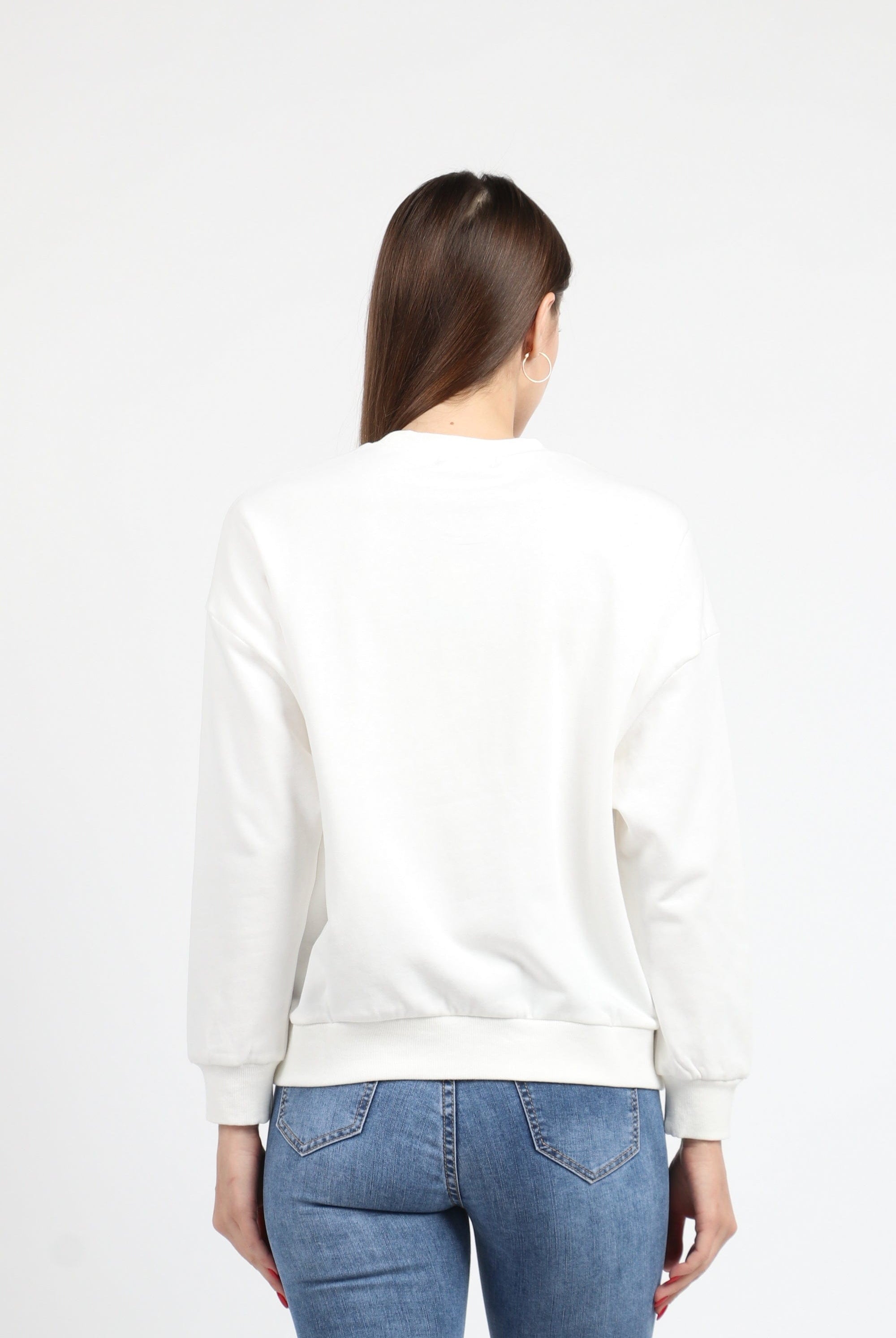 كيتشن بلوزة قطن برقبة دائرية كم طويل نسائي