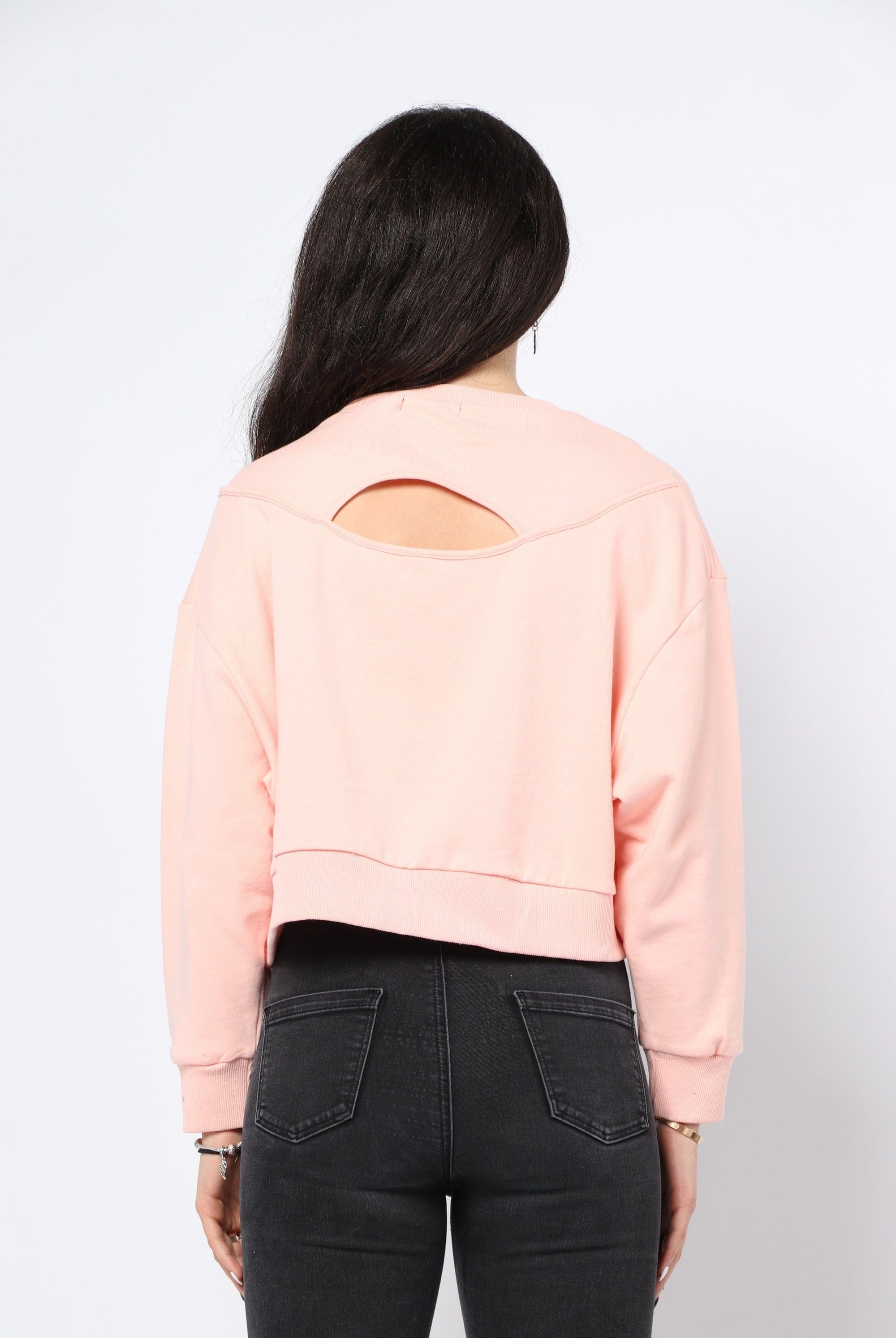 كيتشن بلوزة قصيرة أوفر سايز مطبوعة بكم طويل نسائي