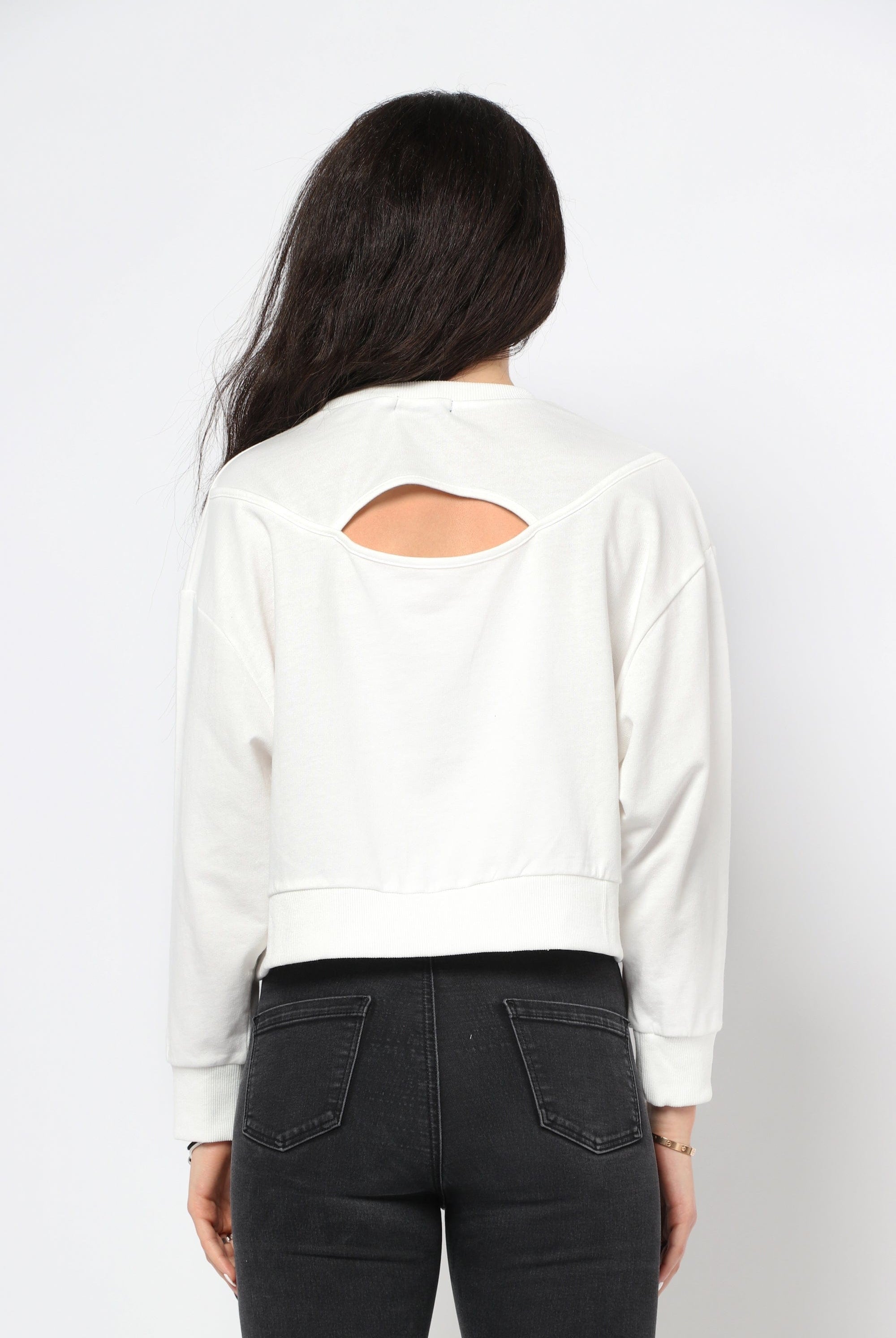 كيتشن بلوزة قصيرة أوفر سايز مطبوعة بكم طويل نسائي