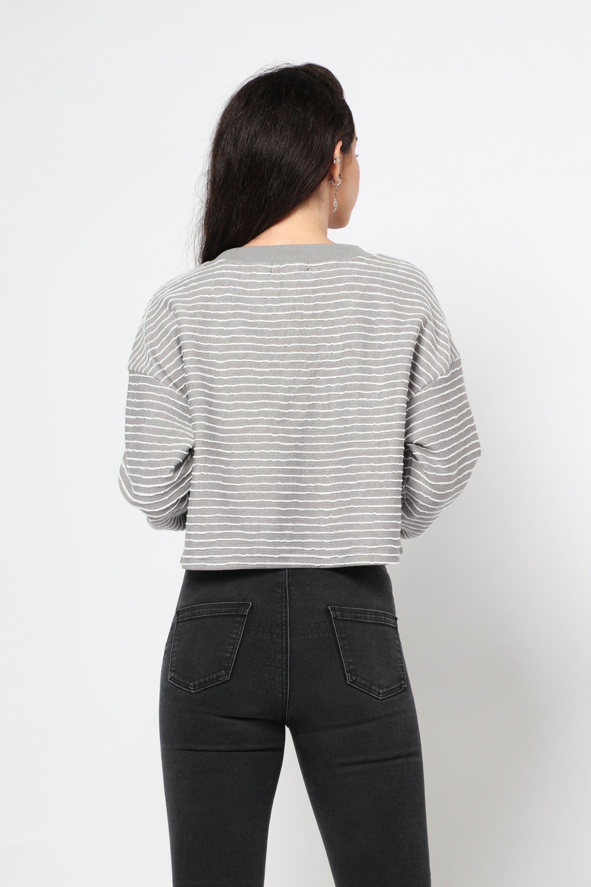 كيتشن بلوزة مخططة بالعرض سبعة بكم طويل نسائي