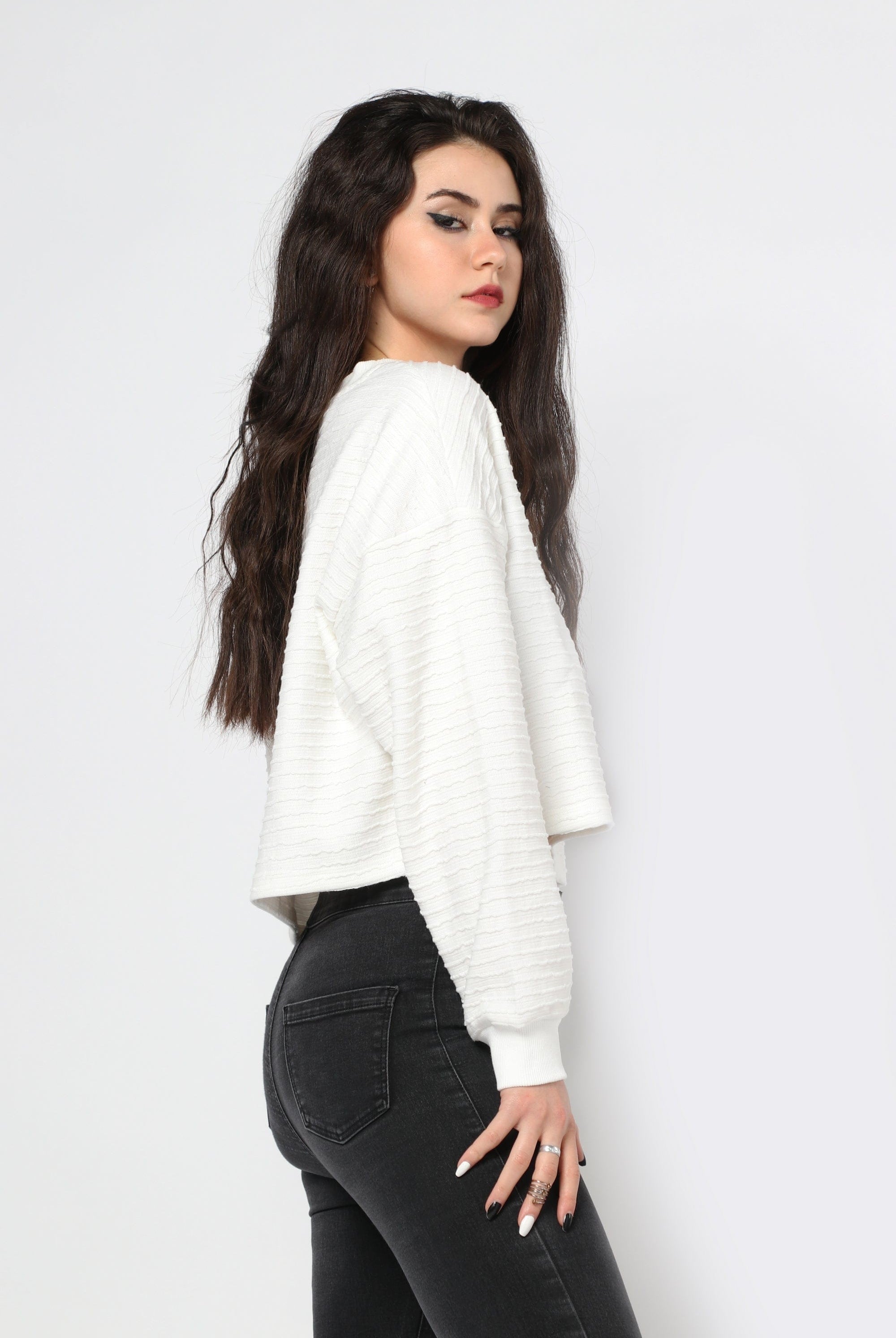 كيتشن بلوزة مخططة بالعرض سبعة بكم طويل نسائي