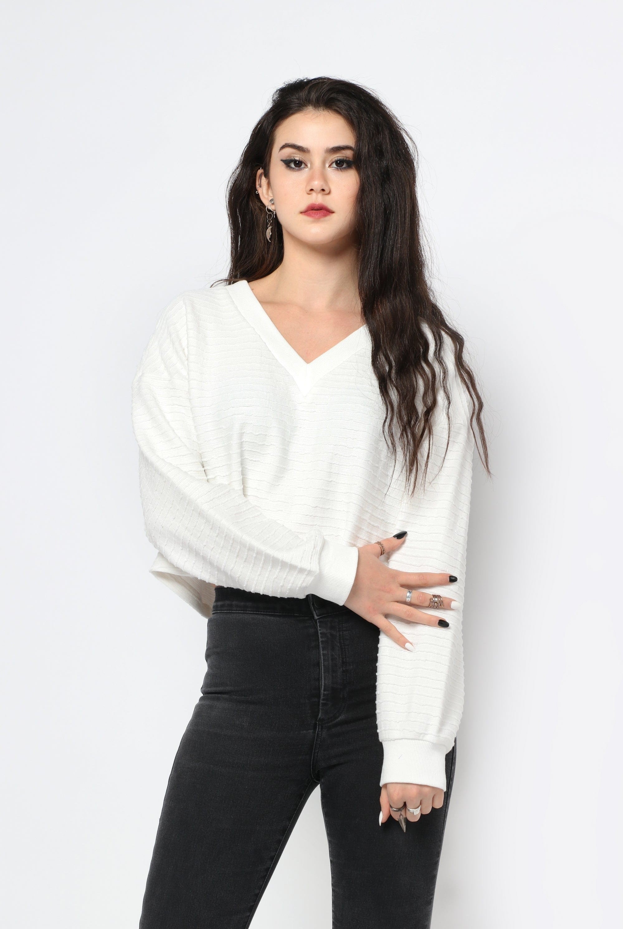 كيتشن بلوزة مخططة بالعرض سبعة بكم طويل نسائي