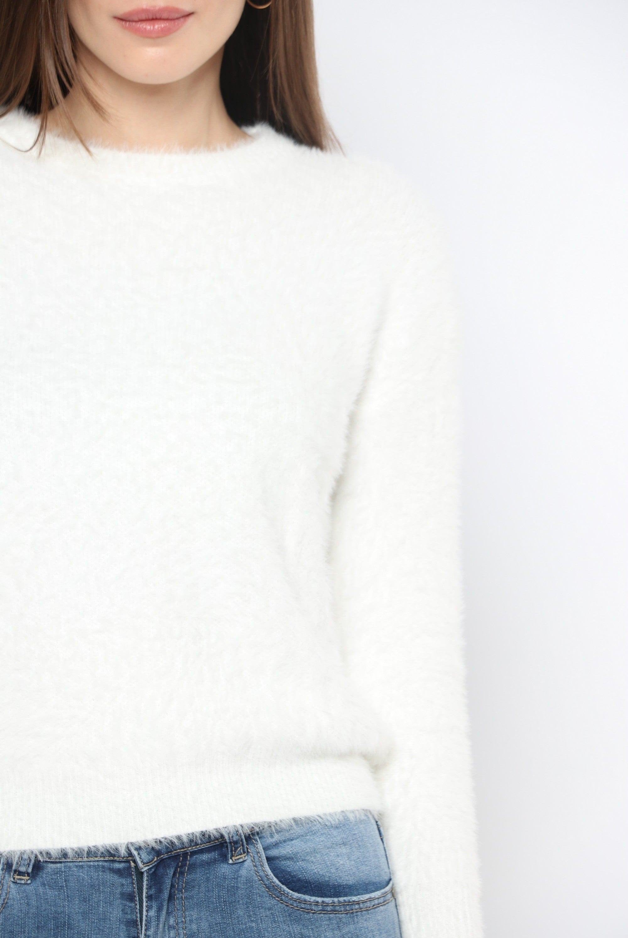 كيتشن بلوزة ناعمة ريش كم طويل نسائي