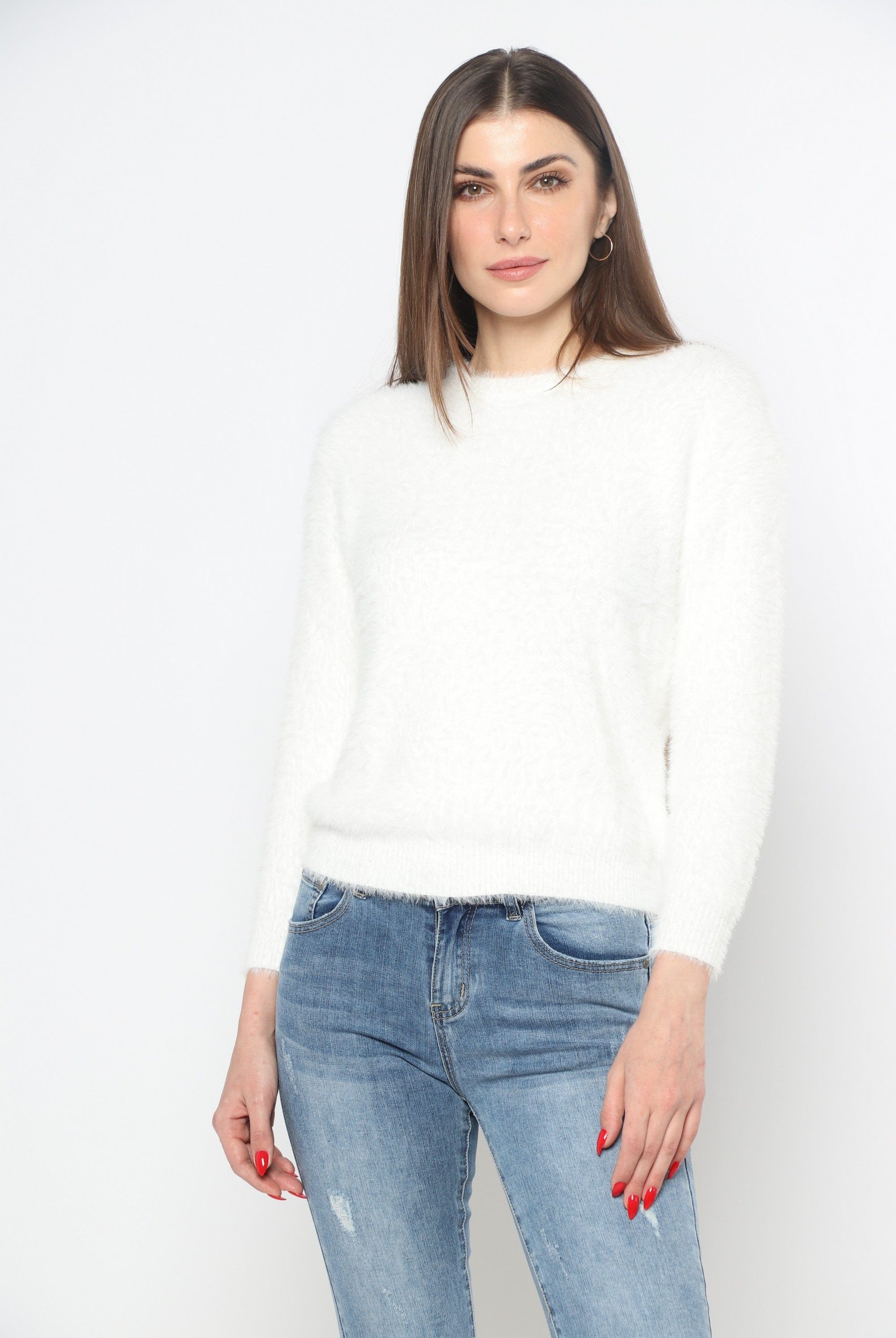 كيتشن بلوزة ناعمة ريش كم طويل نسائي