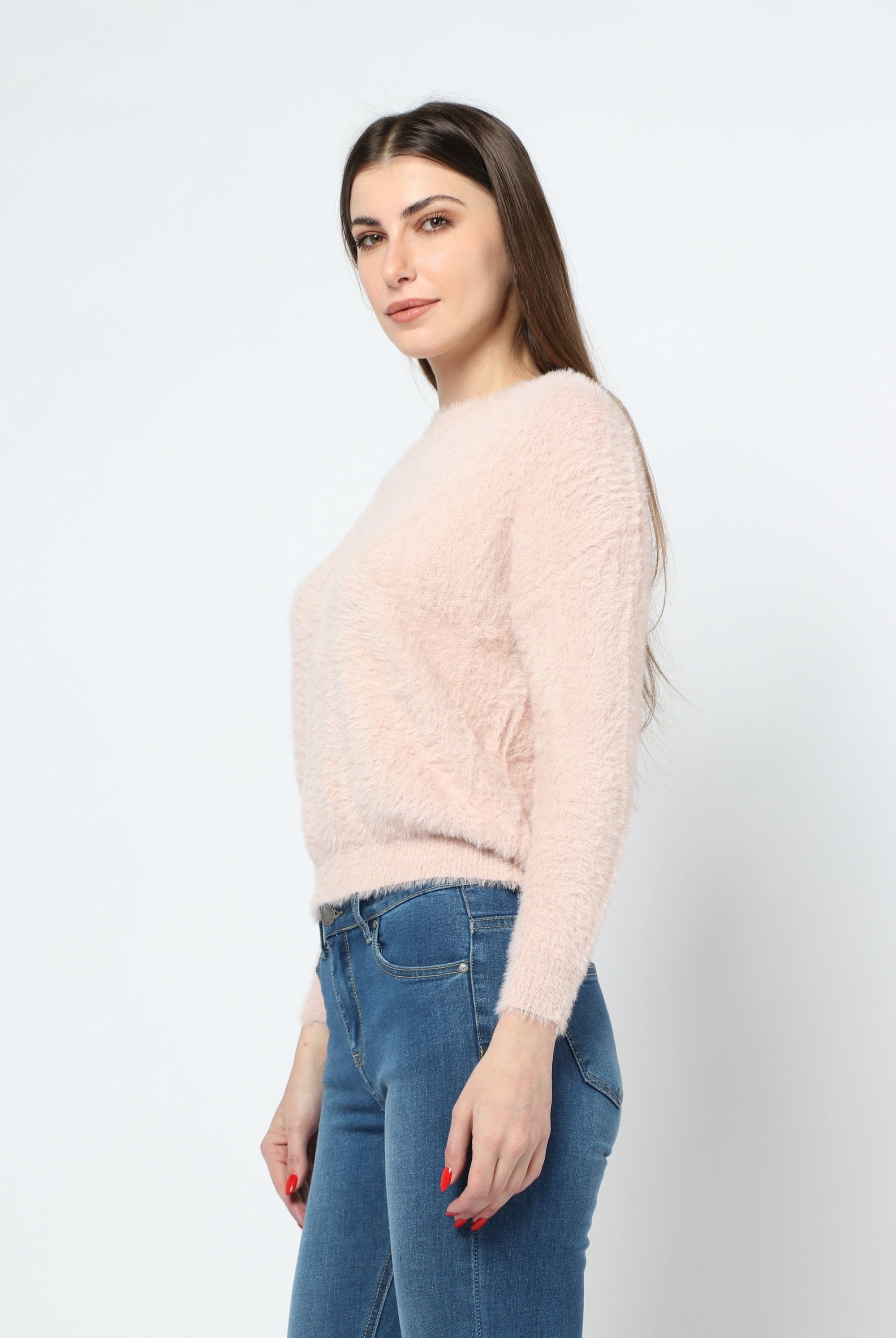 كيتشن بلوزة ناعمة ريش كم طويل نسائي