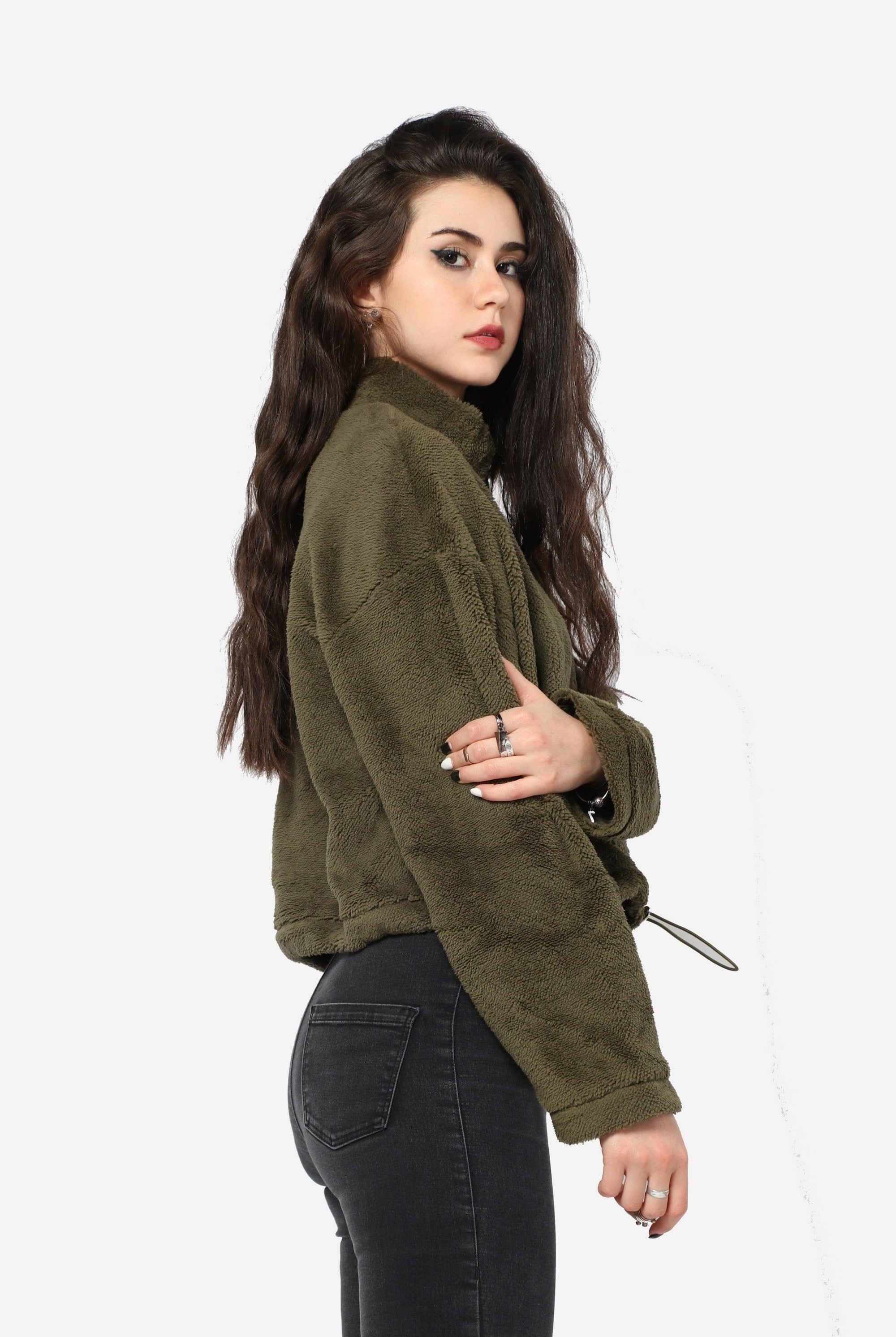 كيتشن هودي فرو ناعم بسحاب ورباط على الخصر نسائي