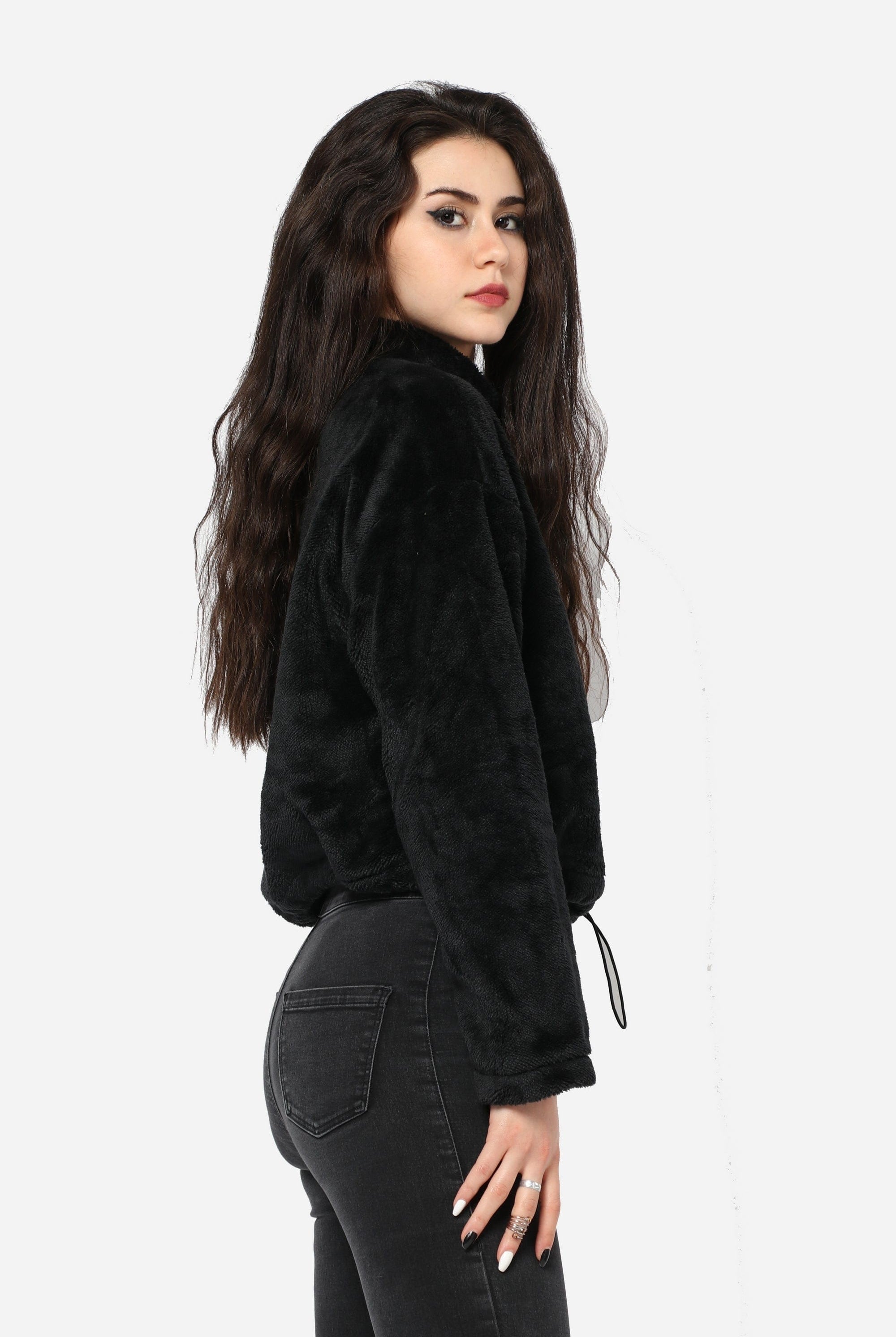 كيتشن هودي فرو ناعم بسحاب ورباط على الخصر نسائي