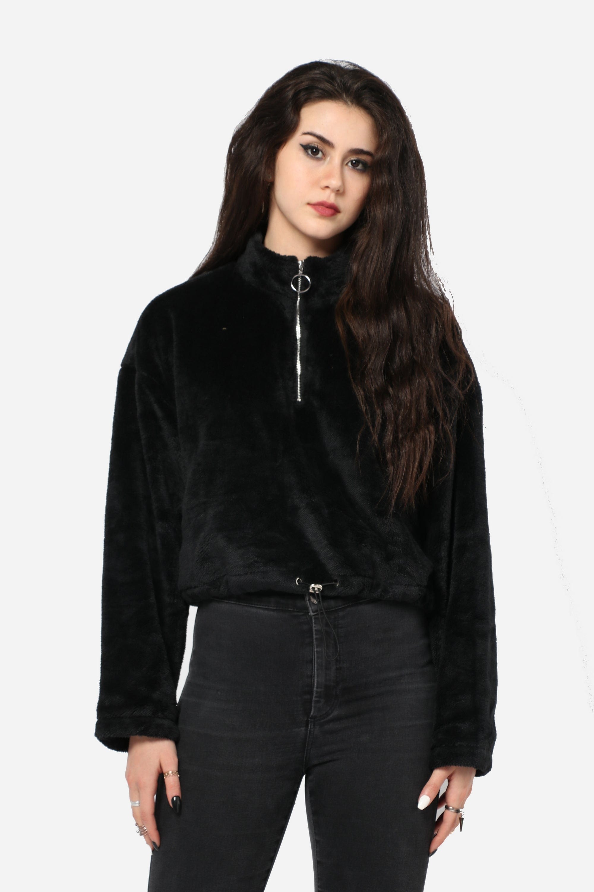 كيتشن هودي فرو ناعم بسحاب ورباط على الخصر نسائي