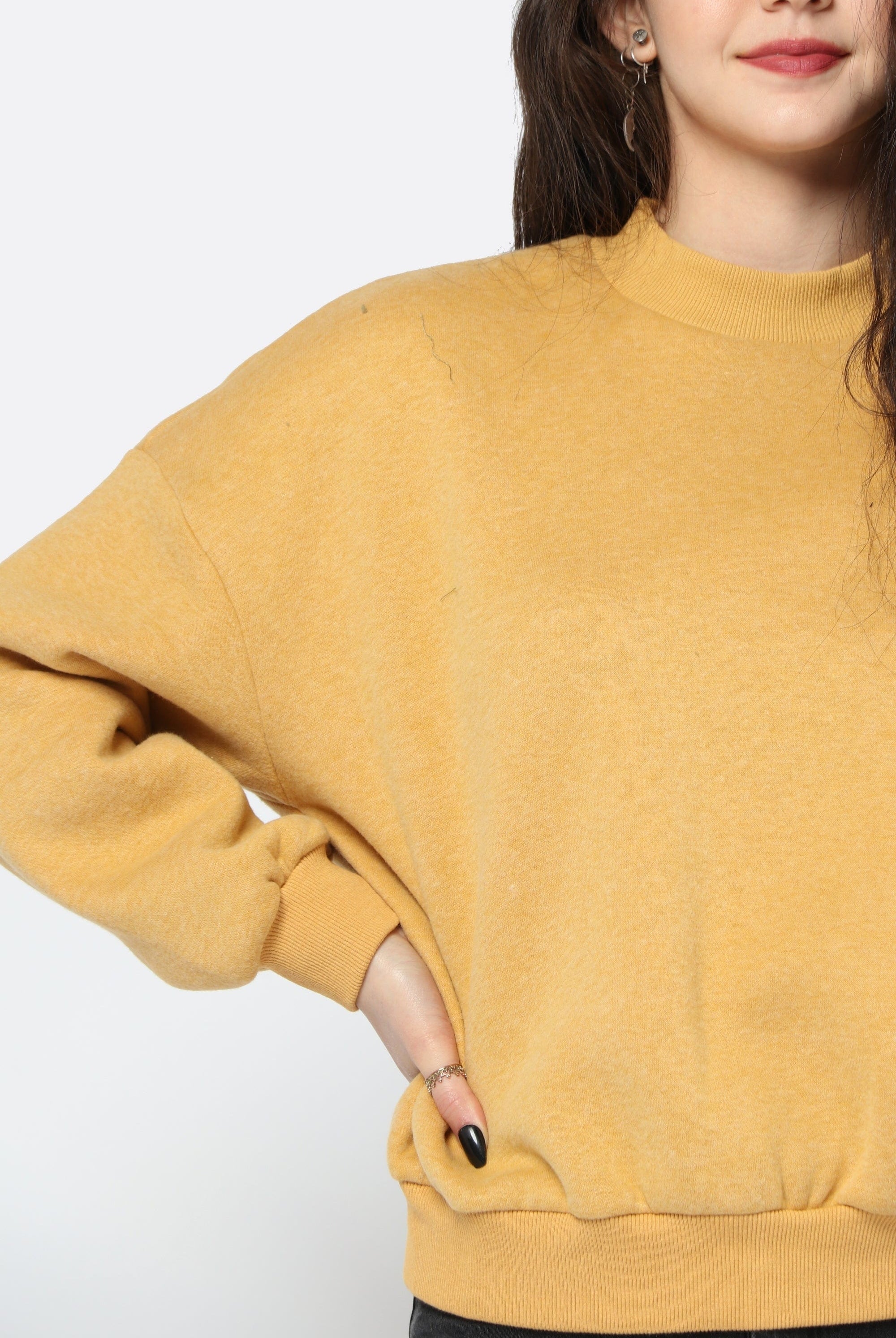 كيتشن بلوزة أوفر سايز بأساور ورقبة دائرية كم طويل نسائي