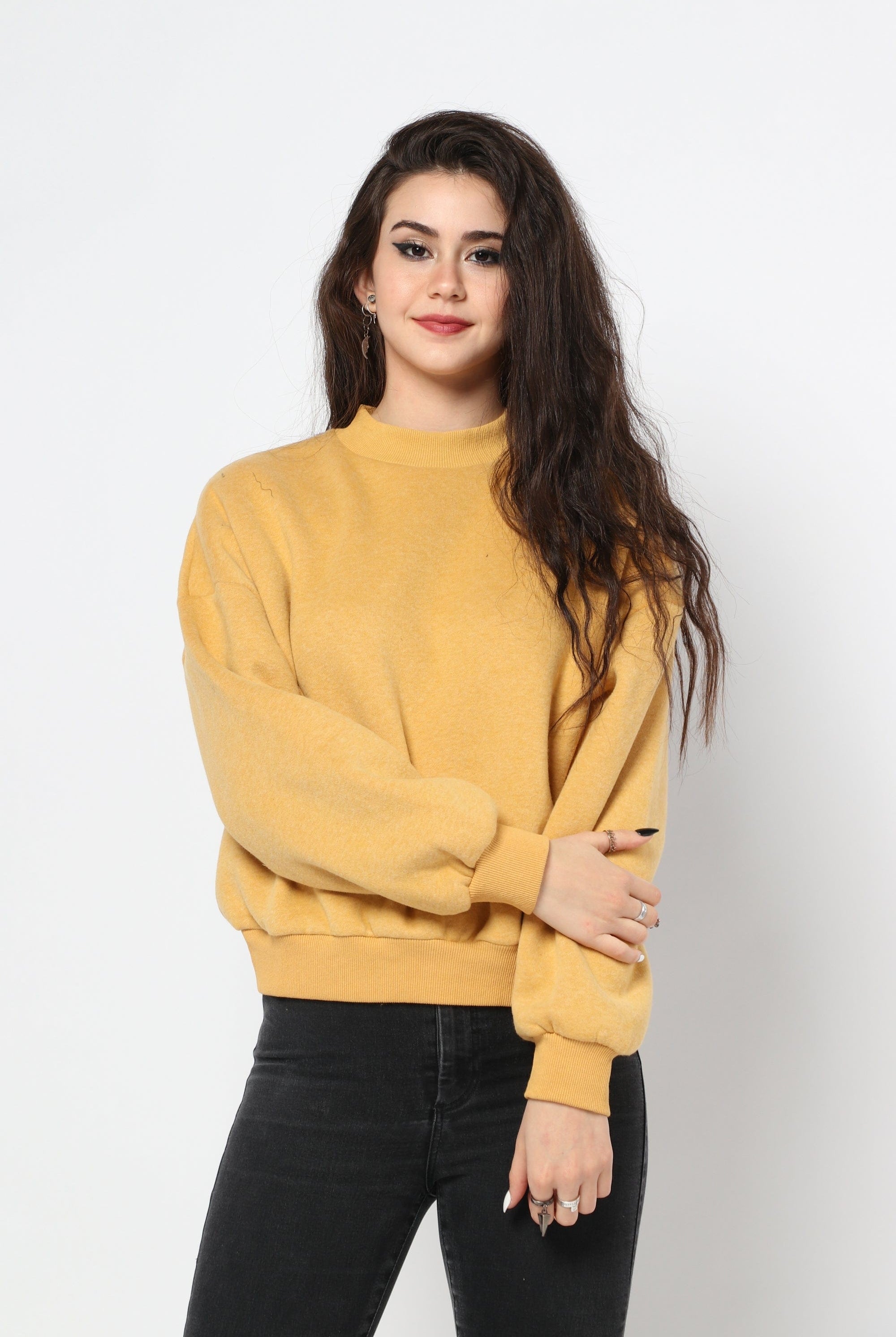 كيتشن بلوزة أوفر سايز بأساور ورقبة دائرية كم طويل نسائي