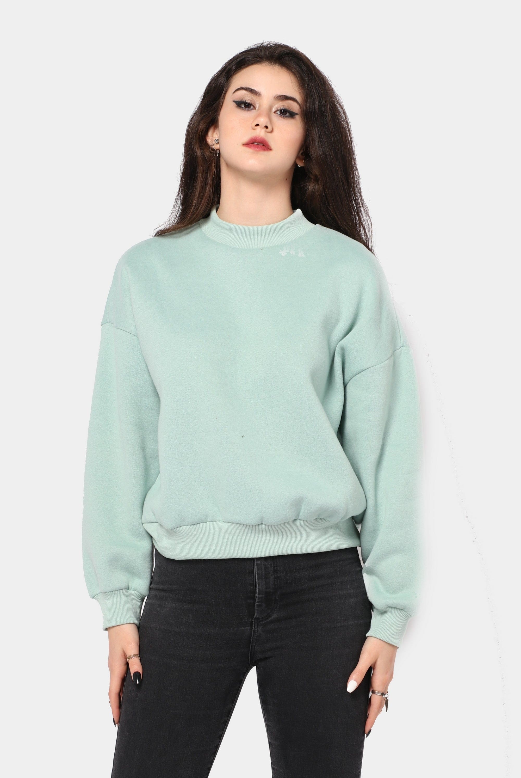 كيتشن بلوزة أوفر سايز بأساور ورقبة دائرية كم طويل نسائي