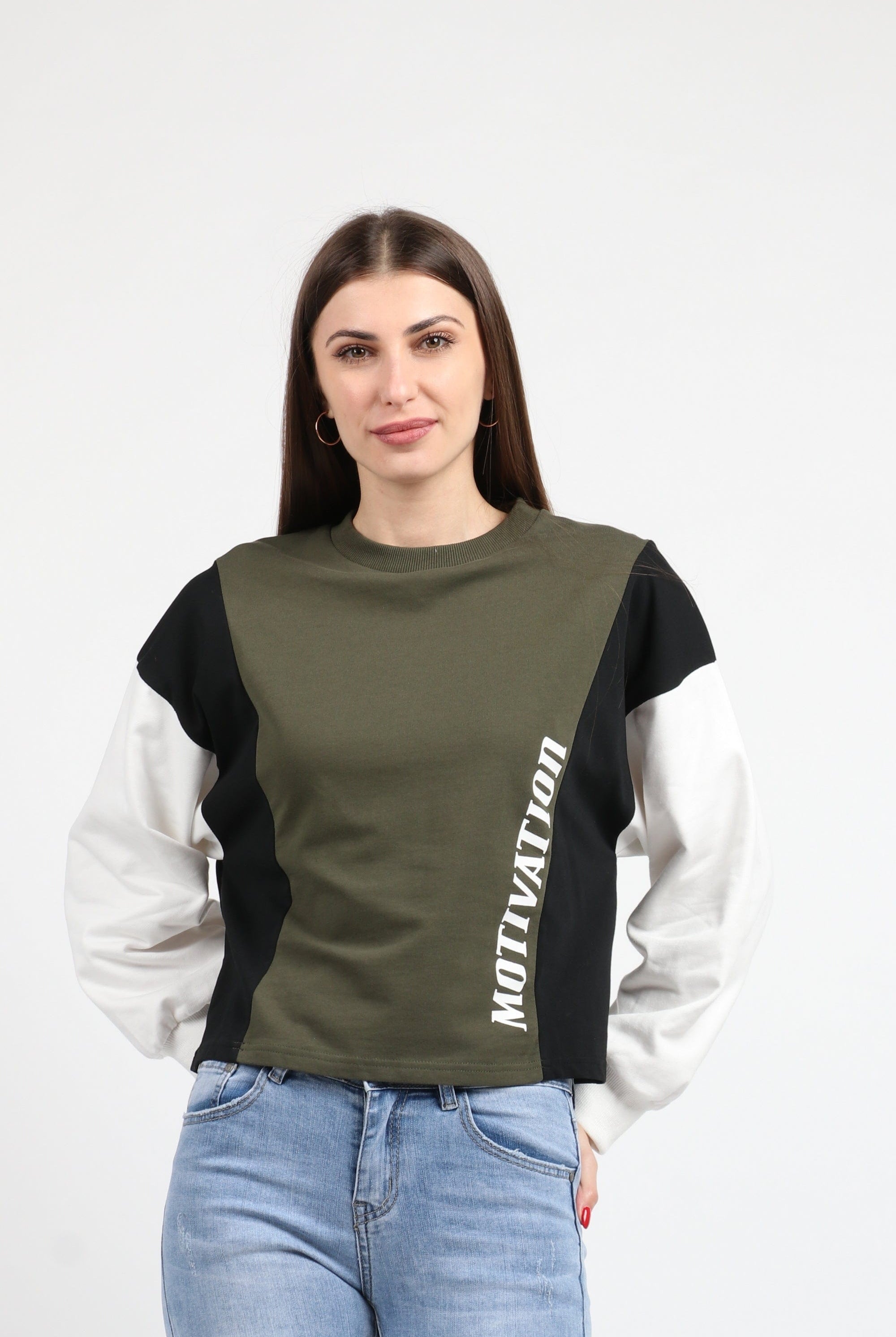 كيتشن بلوزة أوفر سايز قطنية رياضية كم طويل نسائي