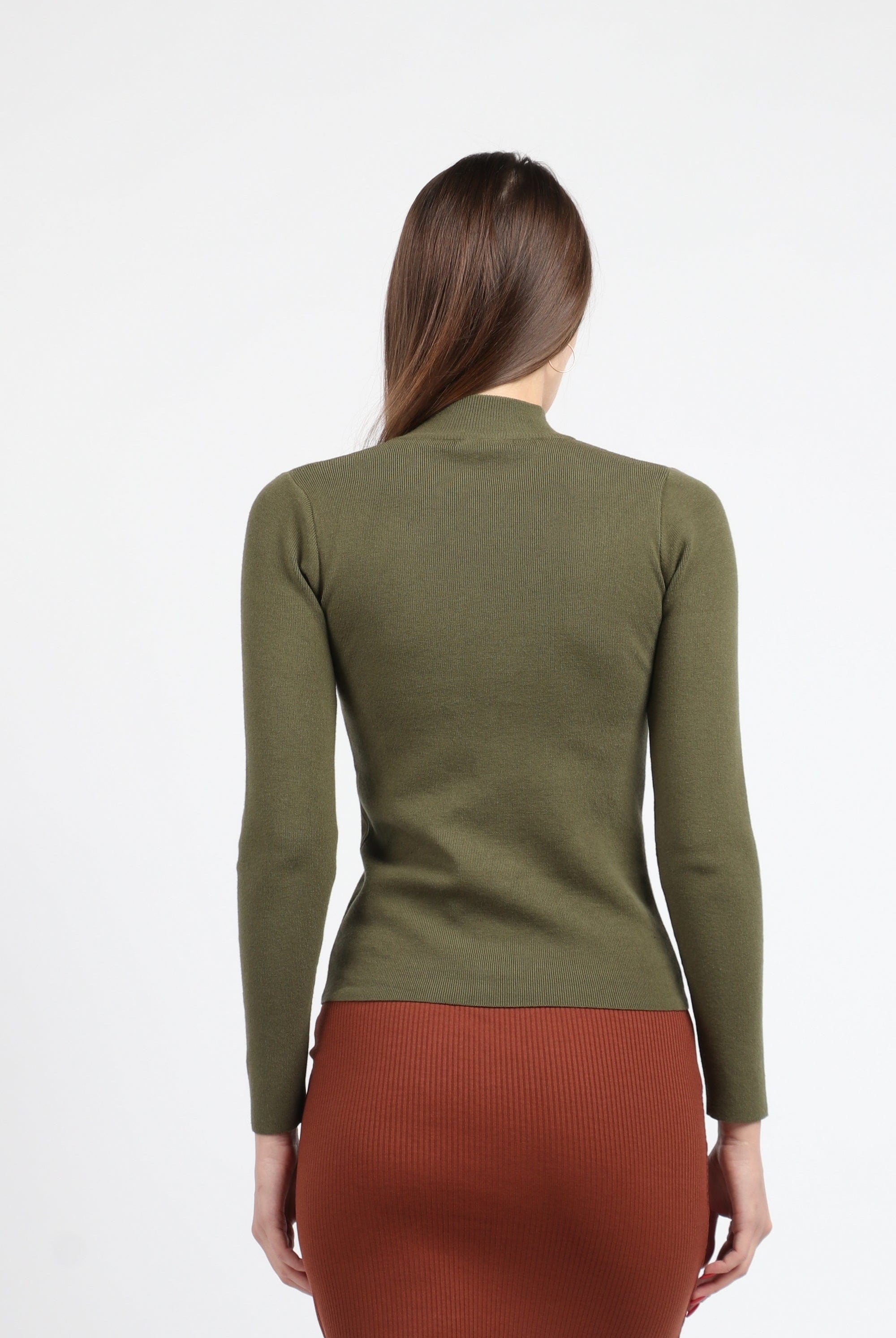 كيتشن بلوفر ضيق مضلع برقبة كم طويل نسائي