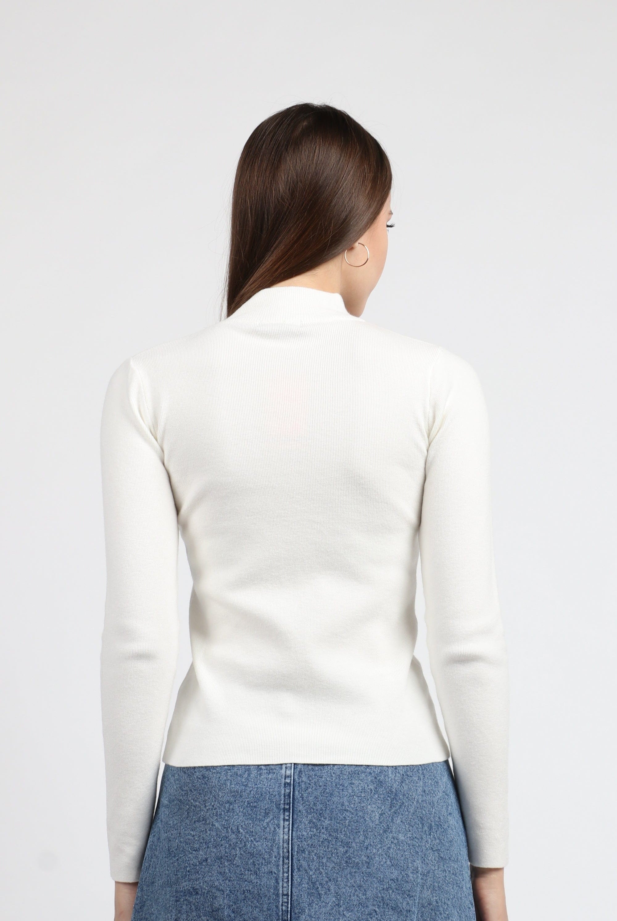 كيتشن بلوفر ضيق مضلع برقبة كم طويل نسائي