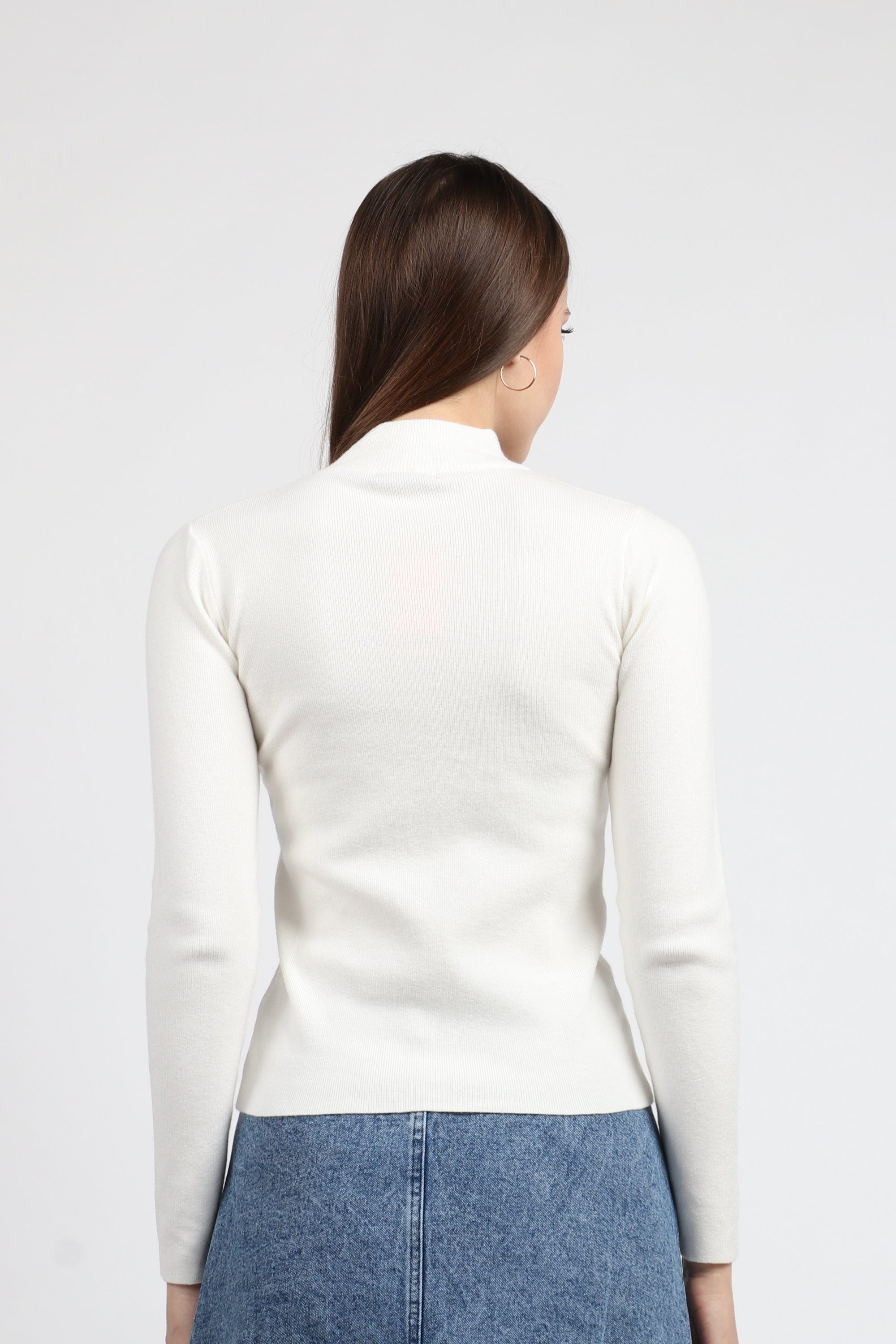 كيتشن بلوفر ضيق مضلع برقبة كم طويل نسائي