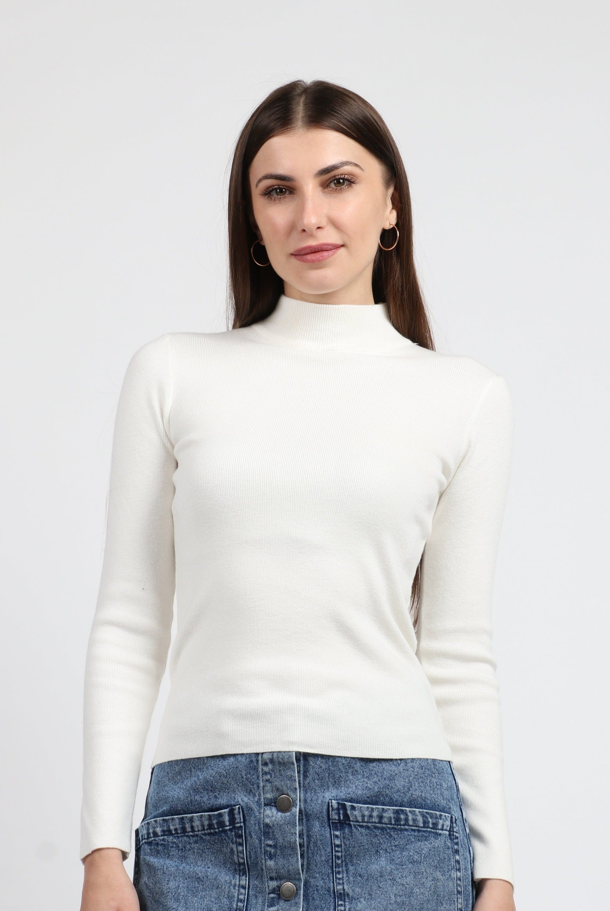 كيتشن بلوفر ضيق مضلع برقبة كم طويل نسائي