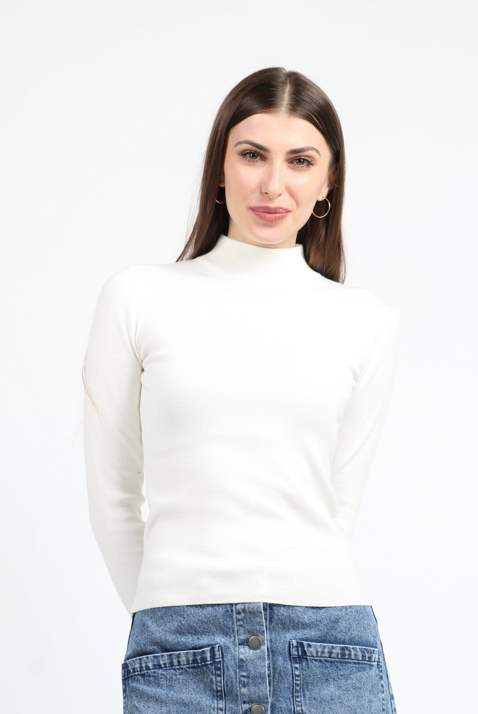 كيتشن بلوفر ضيق مضلع برقبة كم طويل نسائي