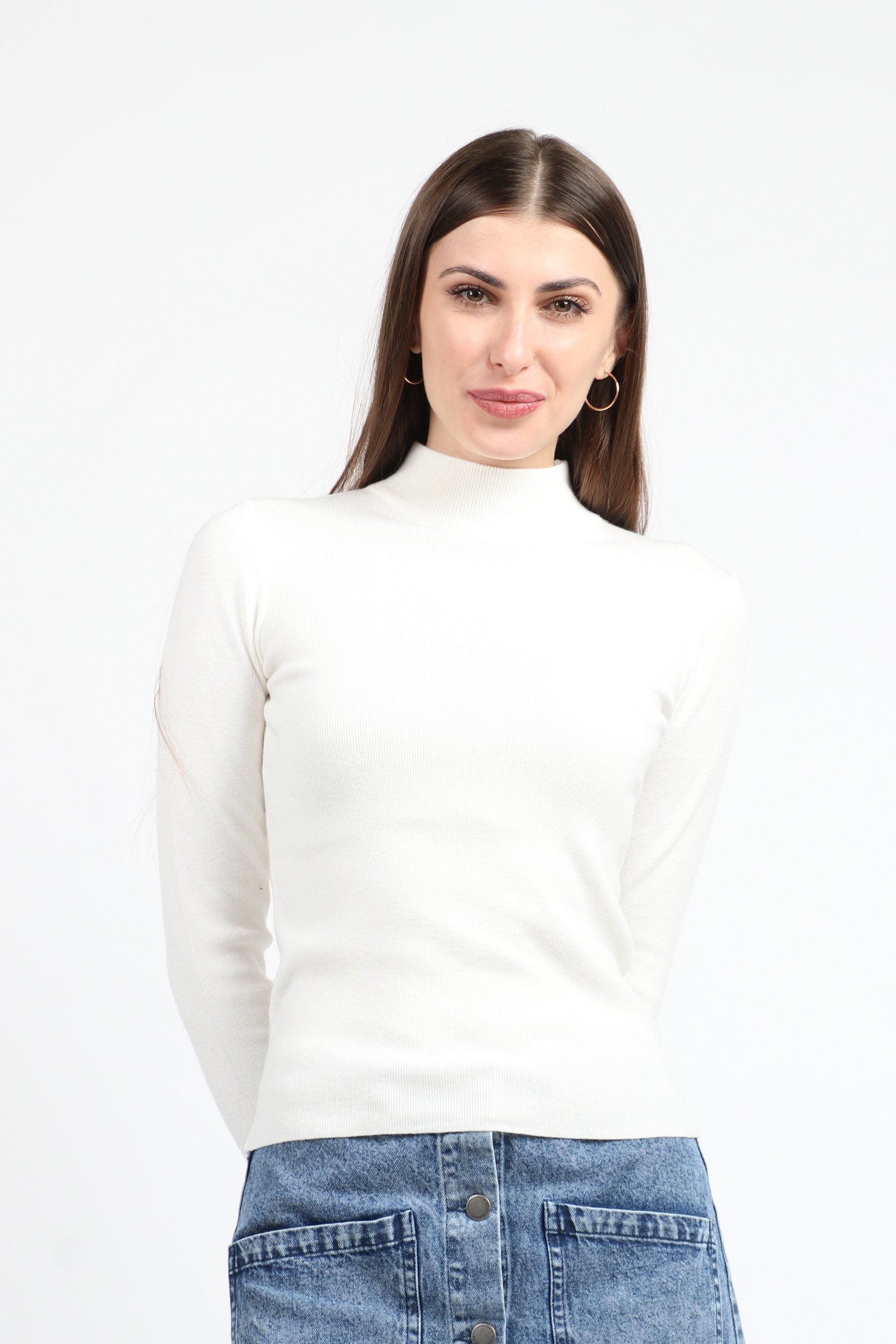 كيتشن بلوفر ضيق مضلع برقبة كم طويل نسائي