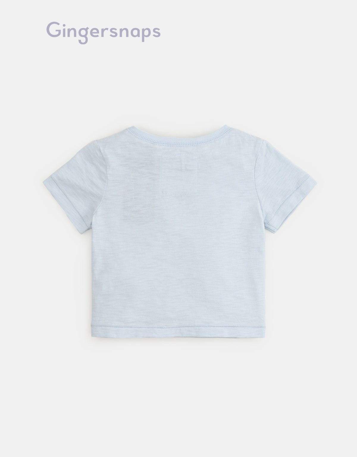 جينجرسنابس تيشيرت أولادي نص كم بأزرار أمامية أزرق فاتح / بني