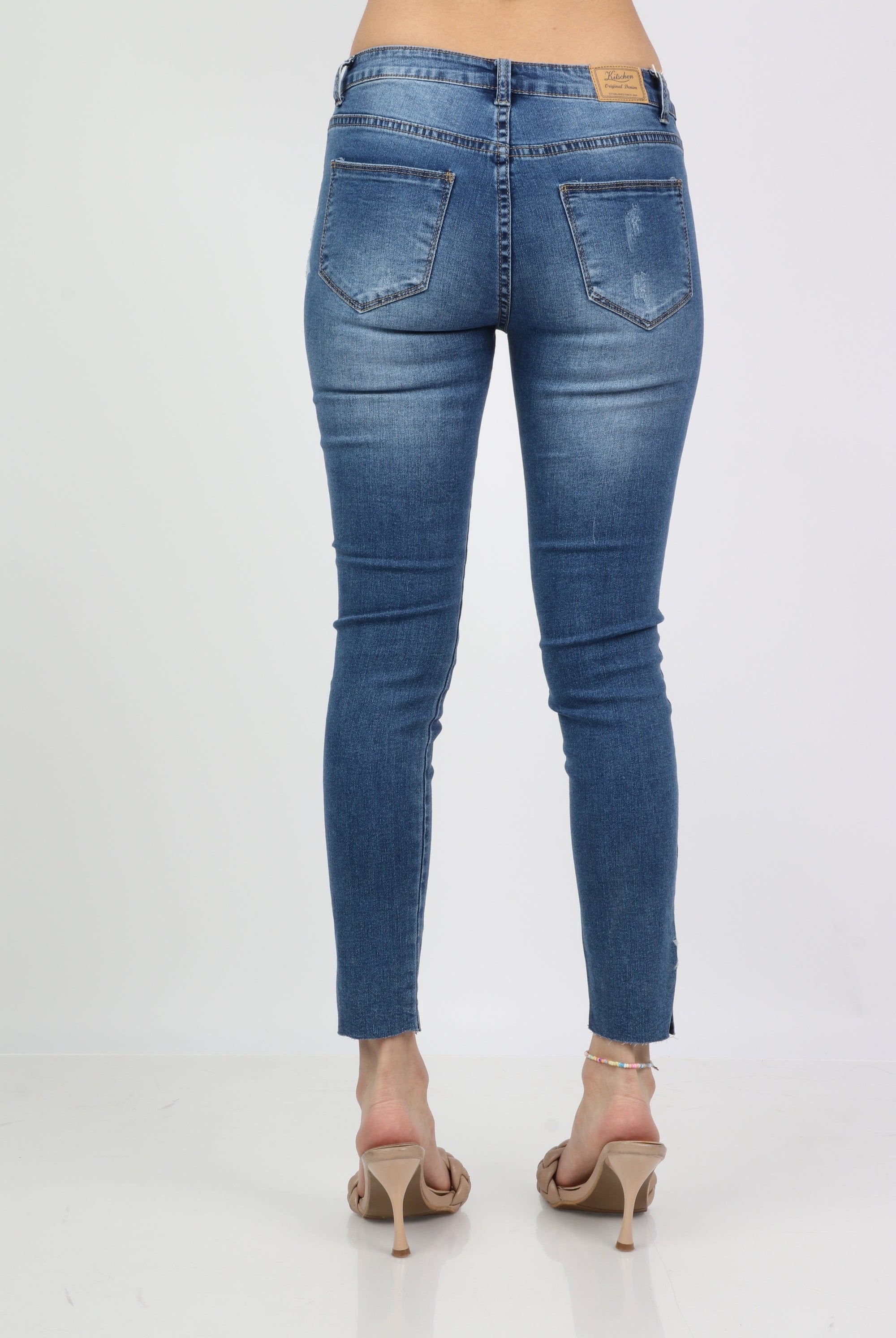 كيتشن بنطلون جينز سكيني مرسوم بالنجوم نسائي