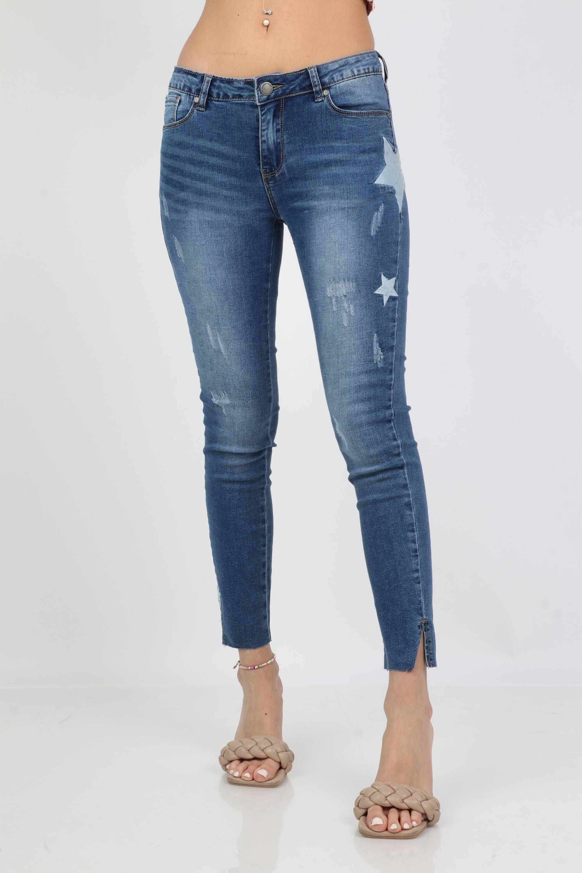 كيتشن بنطلون جينز سكيني مرسوم بالنجوم نسائي