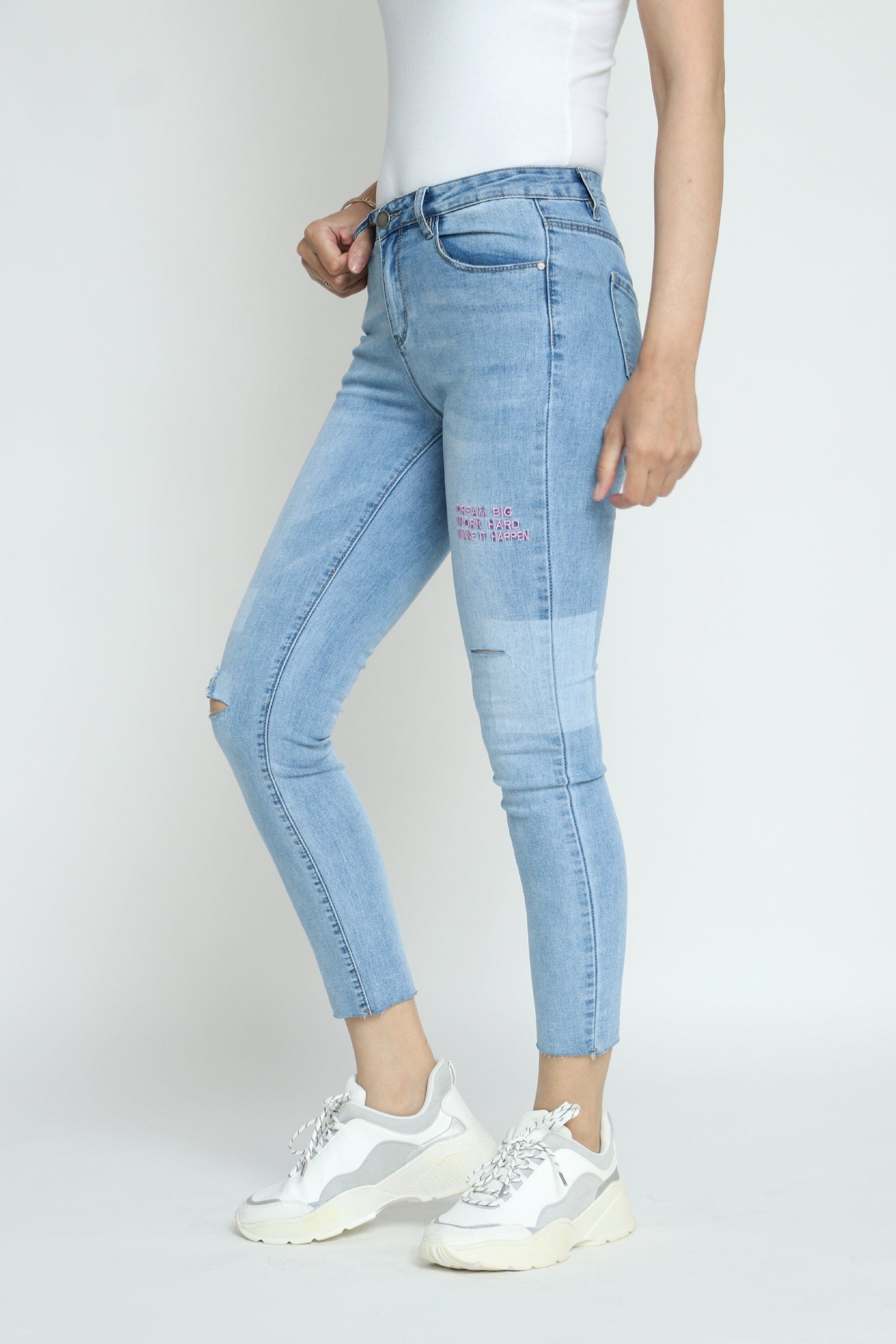 كيتشن بنطلون جينز بوي فريند طويل نسائي