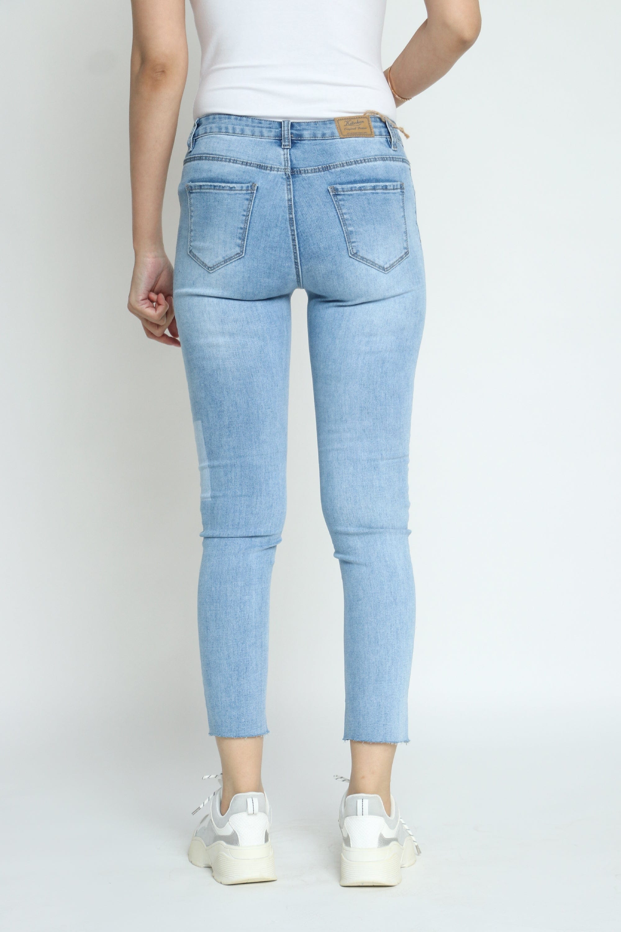 كيتشن بنطلون جينز بوي فريند طويل نسائي