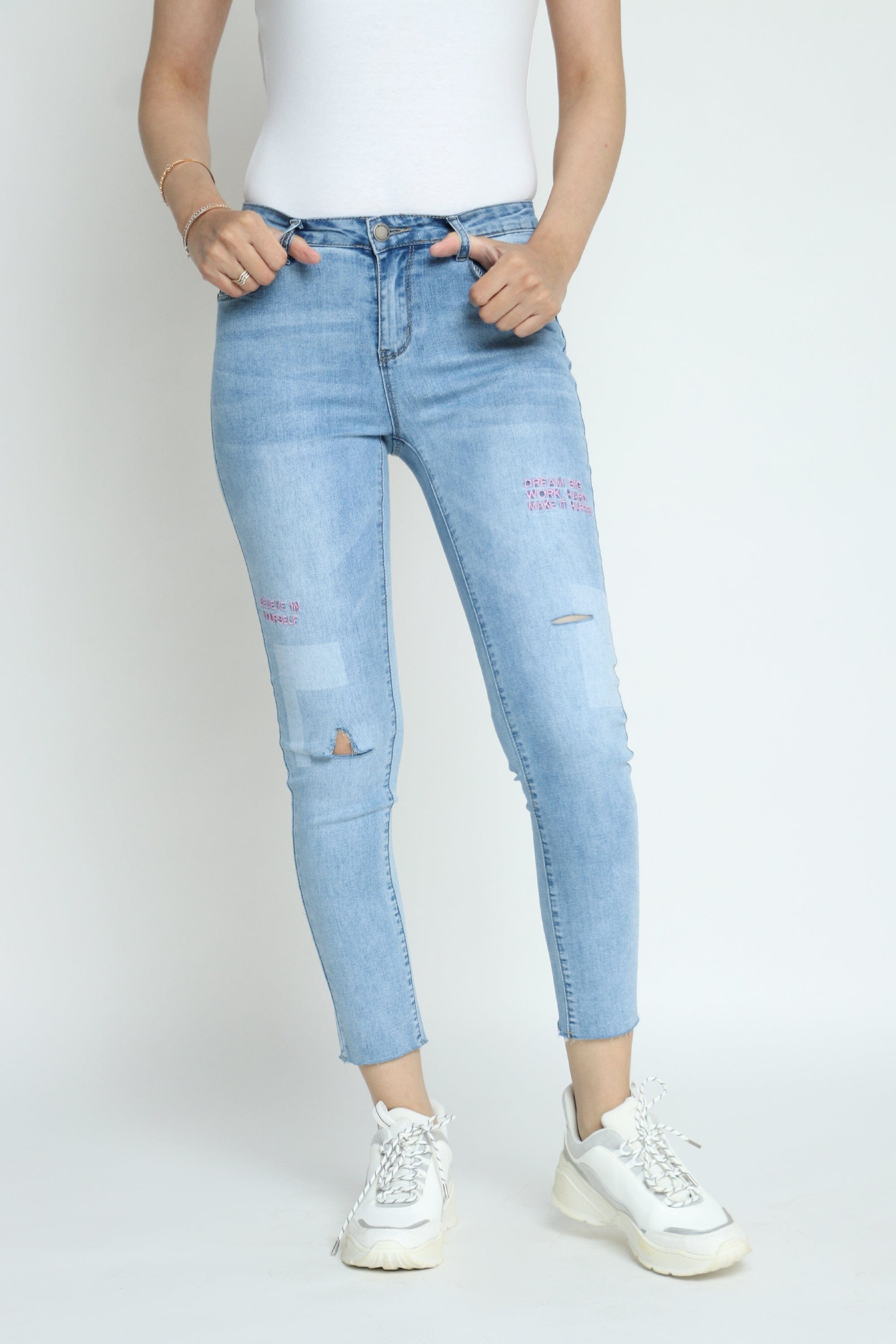 كيتشن بنطلون جينز بوي فريند طويل نسائي