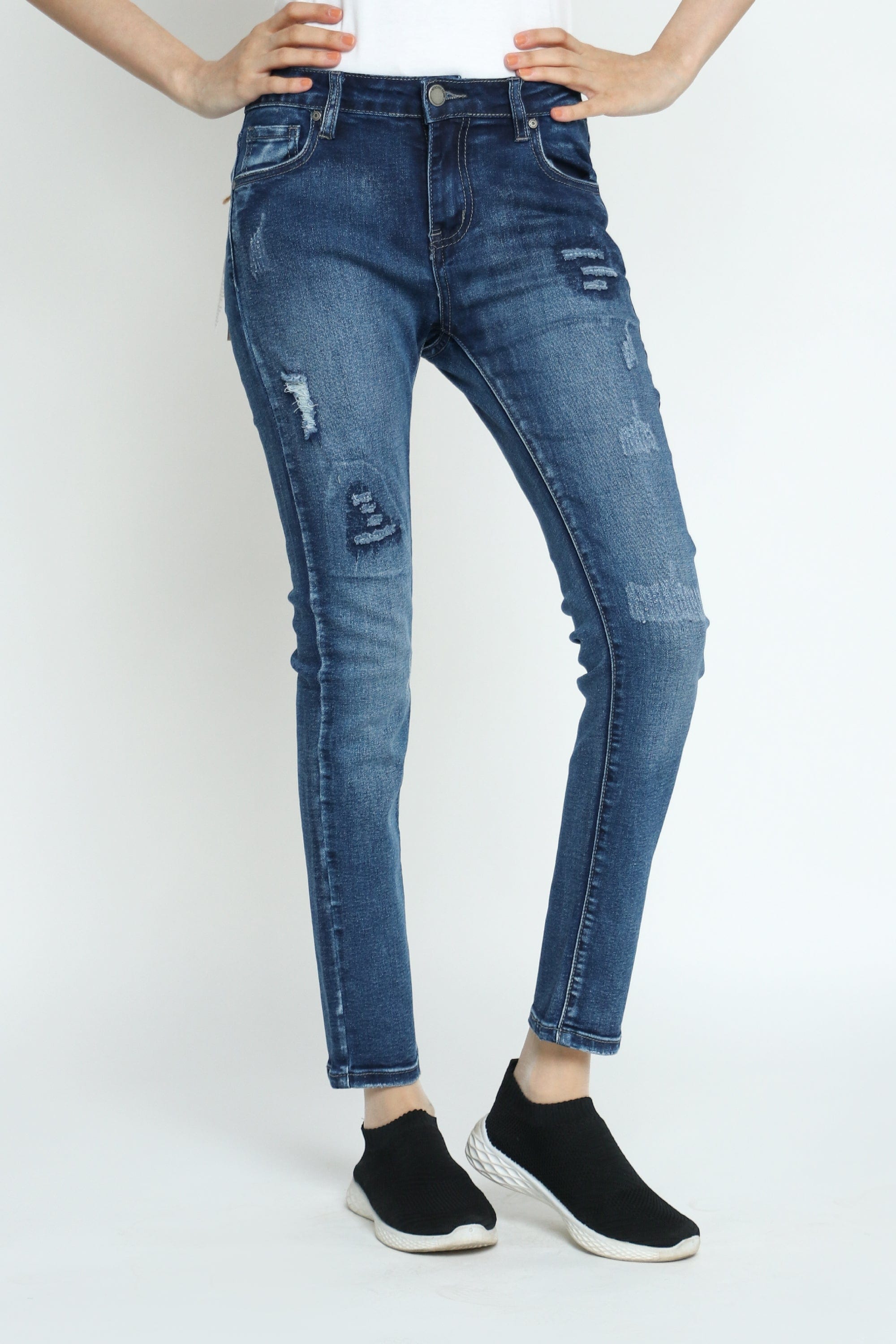 كيتشن بنطلون جينز سكيني مقطع طويل نسائي