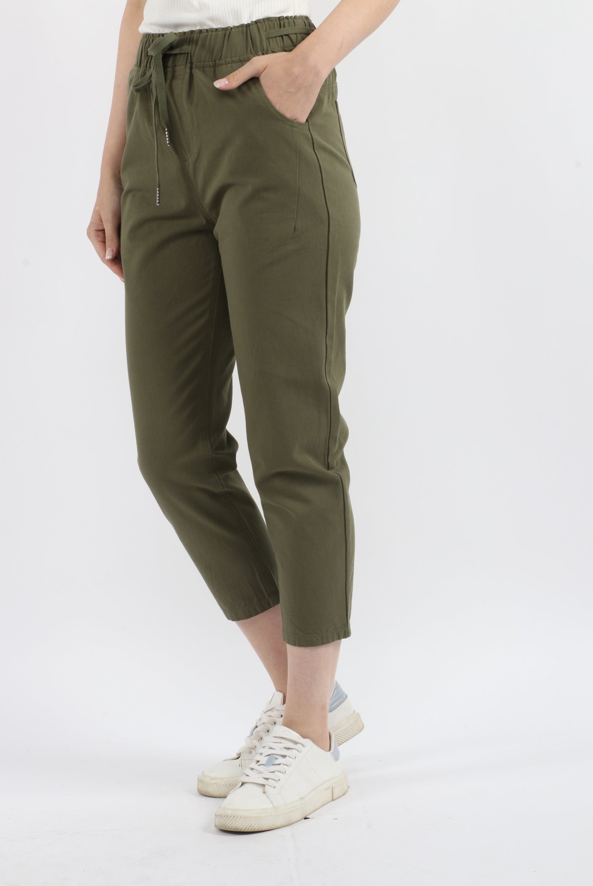 كيتشن سروال طويل سادة نسائي بخصر مطاطي