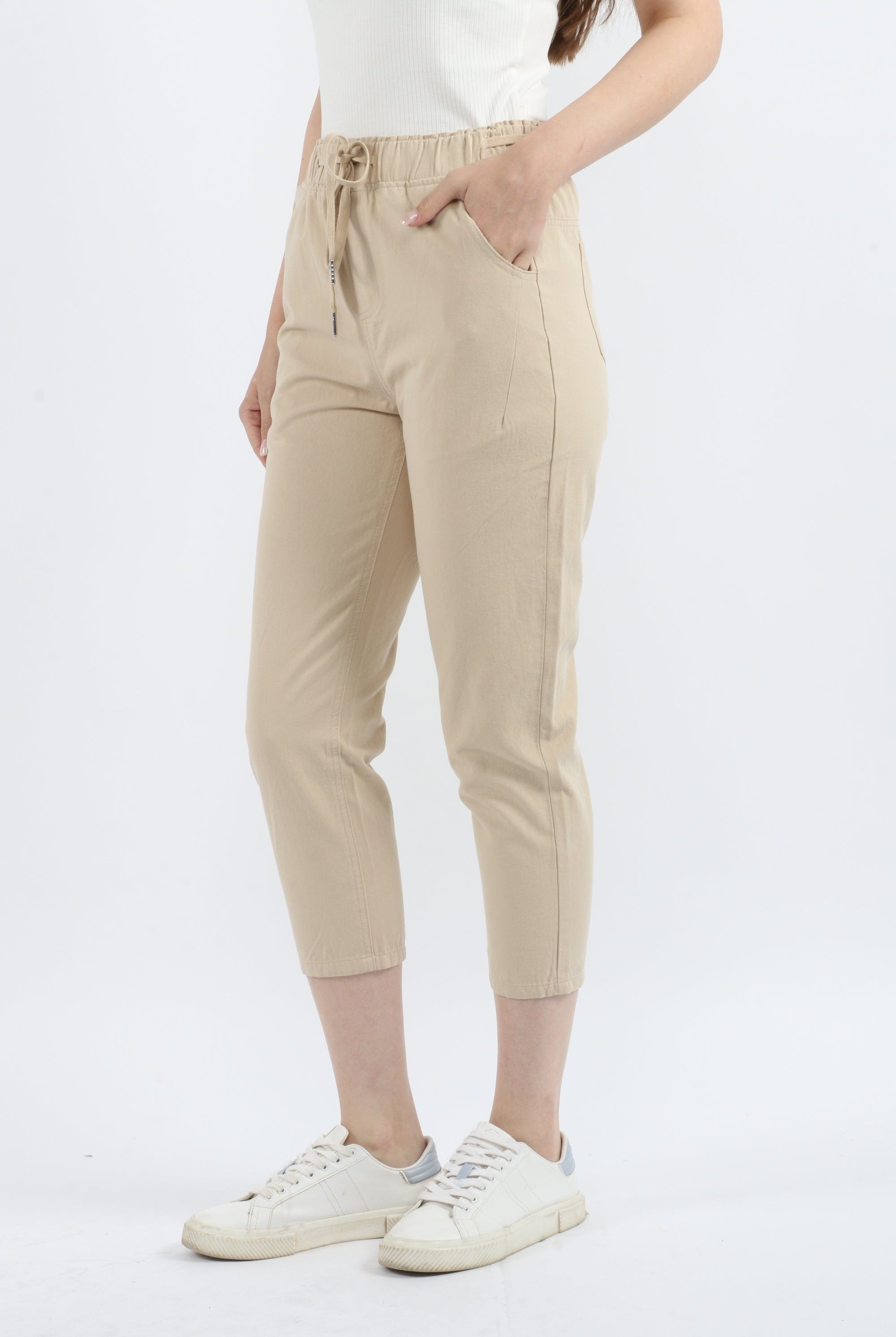 كيتشن سروال طويل سادة نسائي بخصر مطاطي