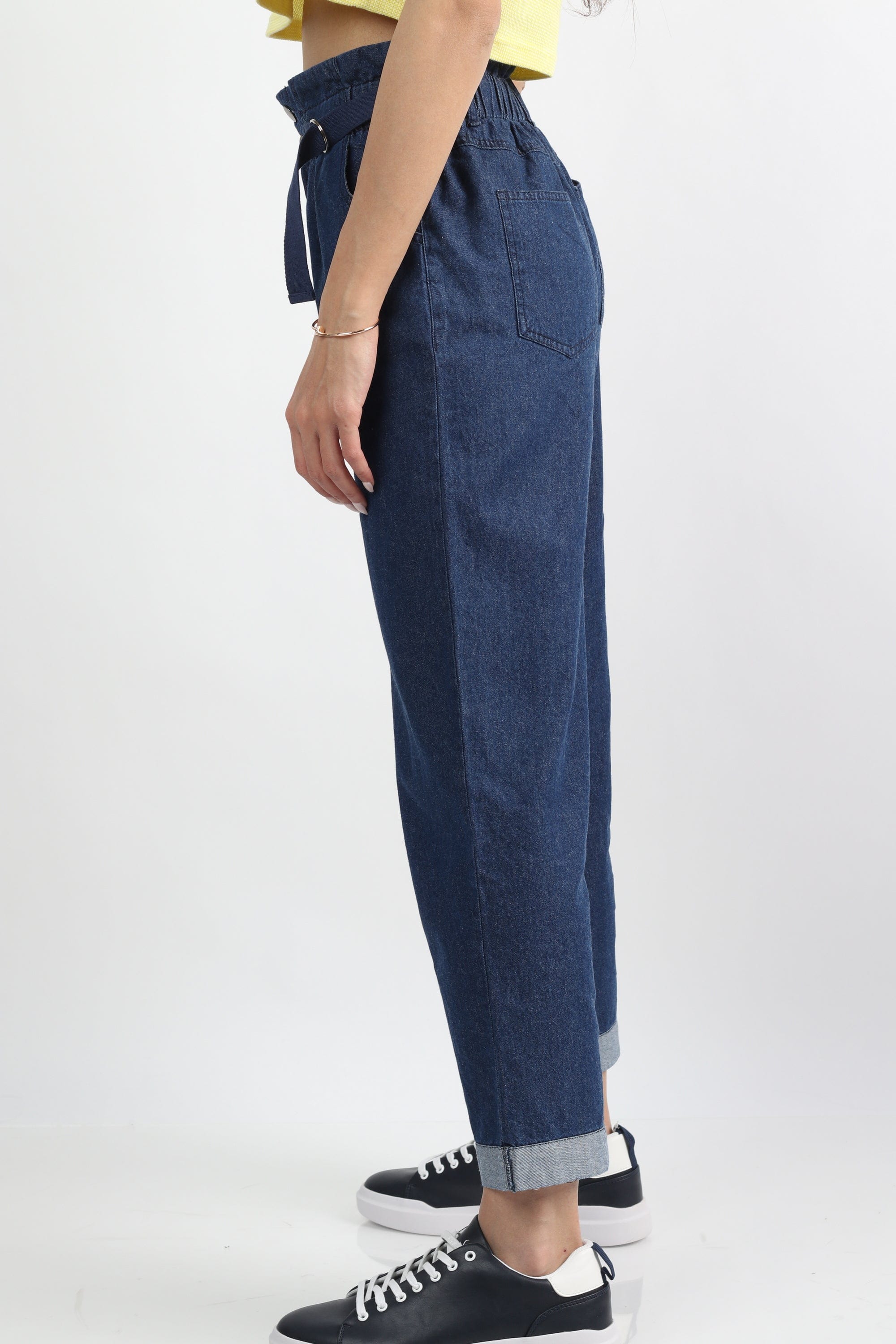 كيتشن بنطلون طويل جينز واسع خصر مرتفع نسائي