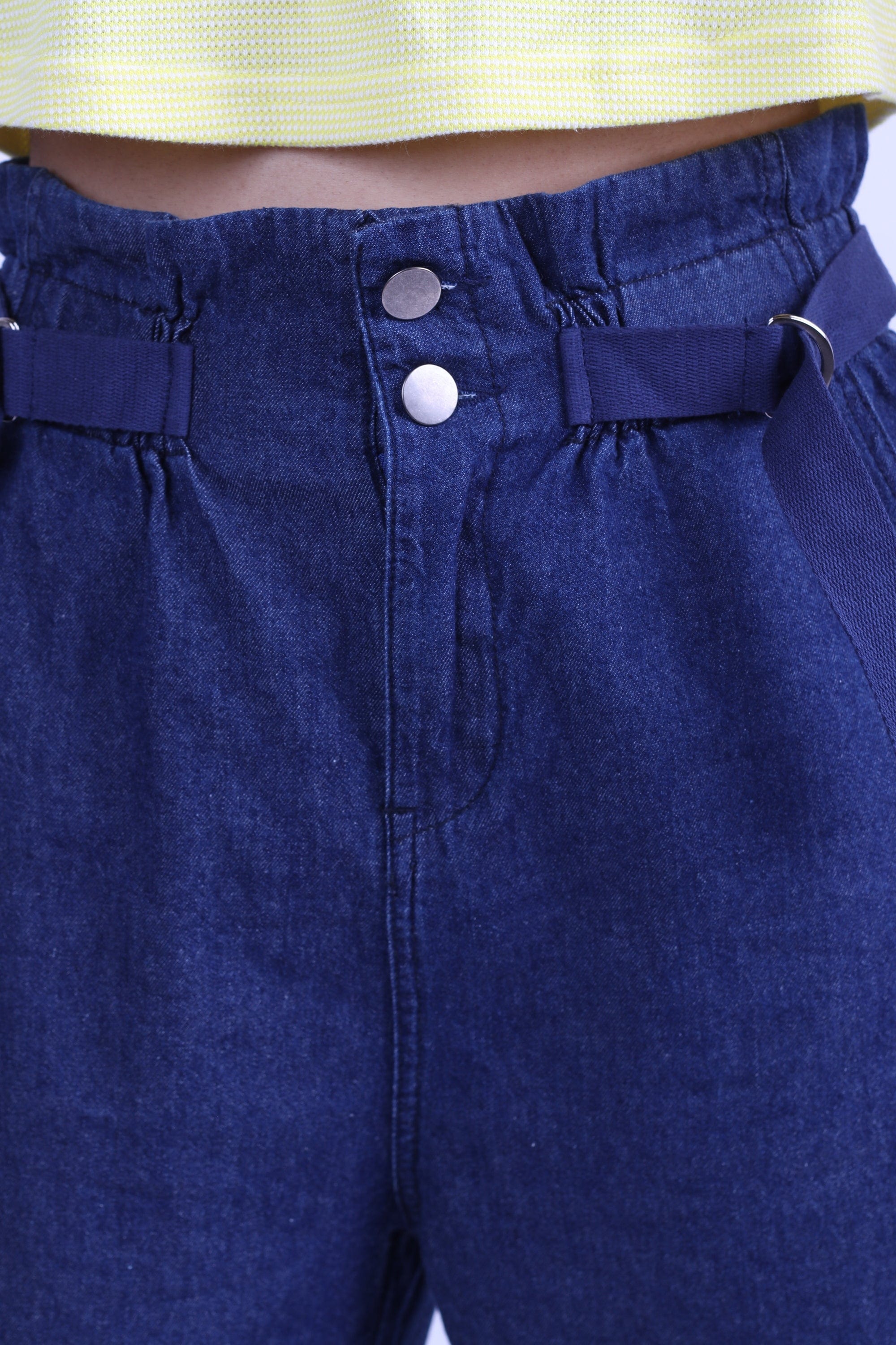 كيتشن بنطلون طويل جينز واسع خصر مرتفع نسائي