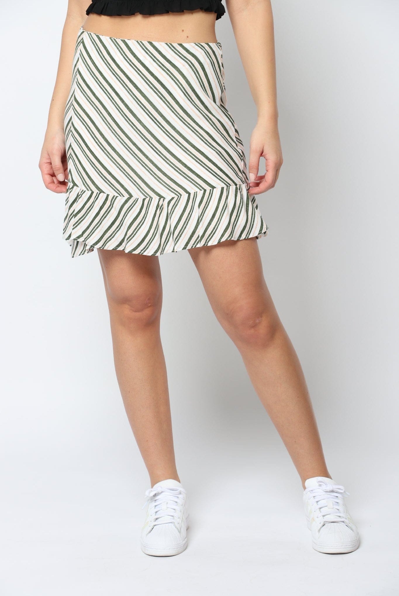 كيتشن تنورة مخططة قصيرة أخضر