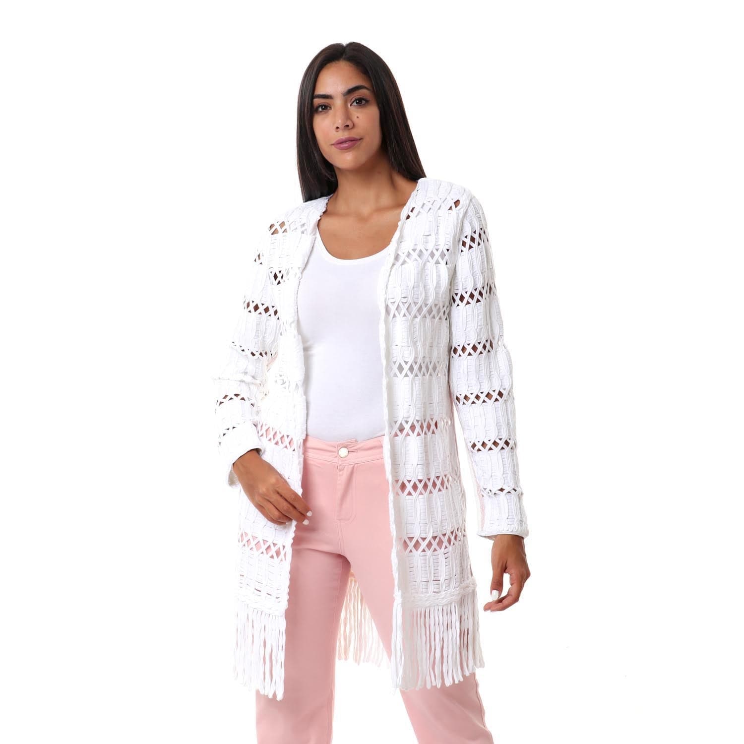 داليدرس كارديجان مخرم طويل كم طويل نسائي أبيض