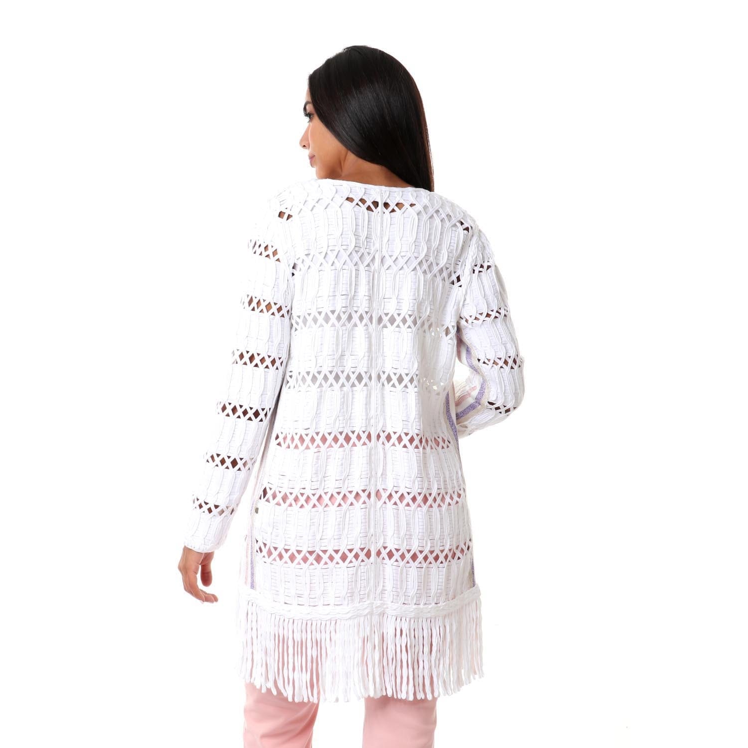 داليدرس كارديجان مخرم طويل كم طويل نسائي أبيض