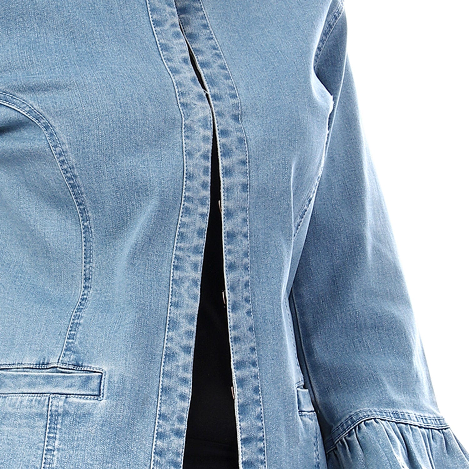 داليدرس جاكيت جينز فاتح كم طويل نسائي جينز فاتح