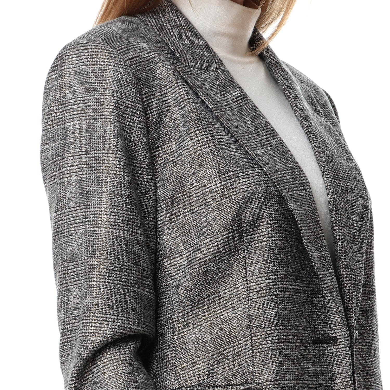 داليدرس جاكيت رسمي منقوش كم طويل نسائي بني/بيج