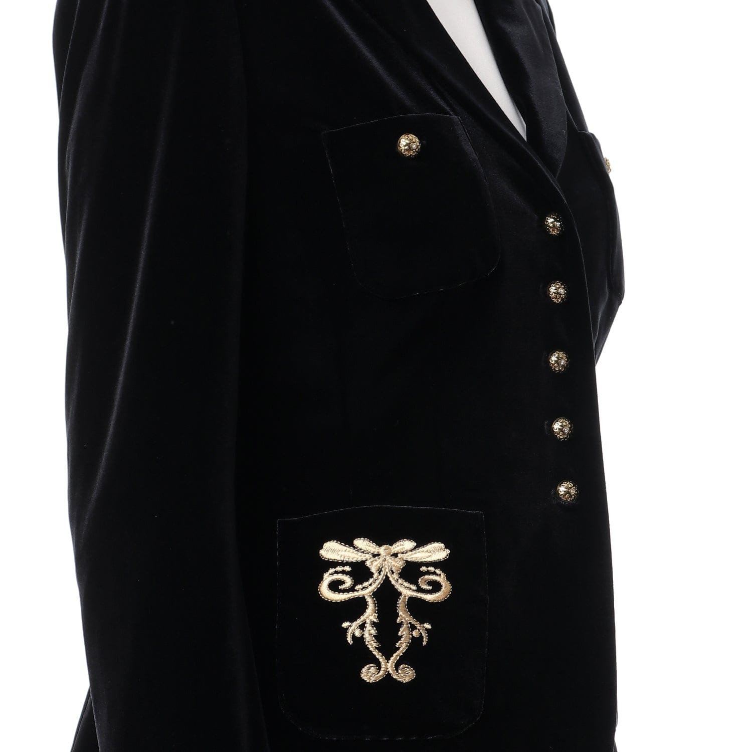 داليدرس جاكيت سادة كم طويل مزين بالفرو أسود