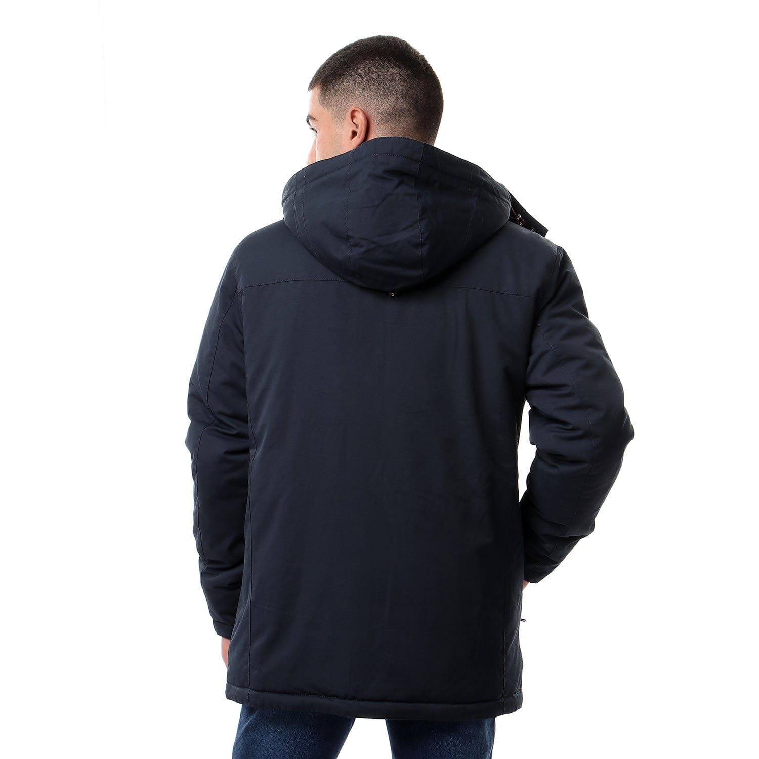 داليدرس جاكيت سادة بسحاب وأزرار أمامية كم طويل نسائي أزرق داكن