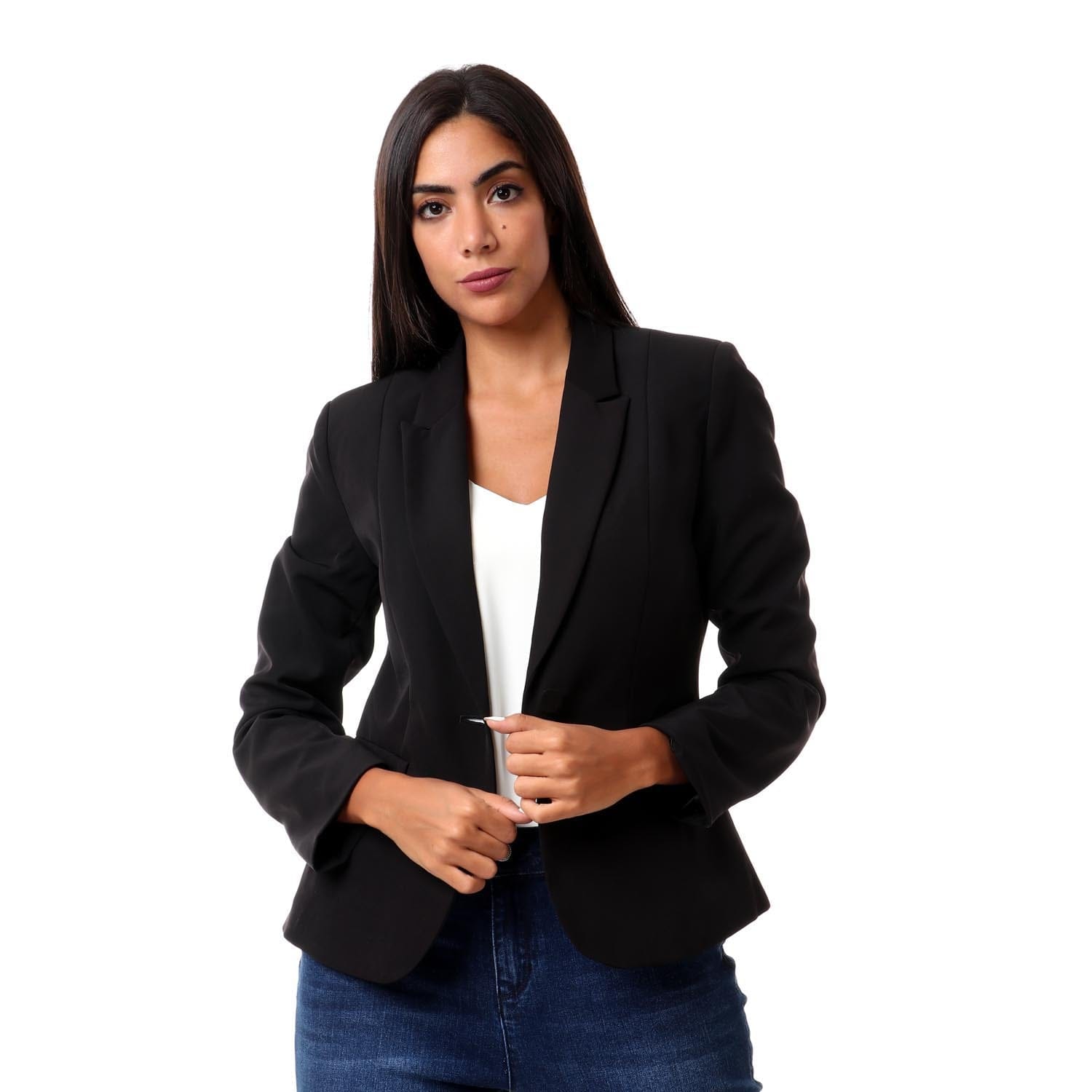 داليدرس جاكيت رسمي سادة كم طويل نسائي أسود