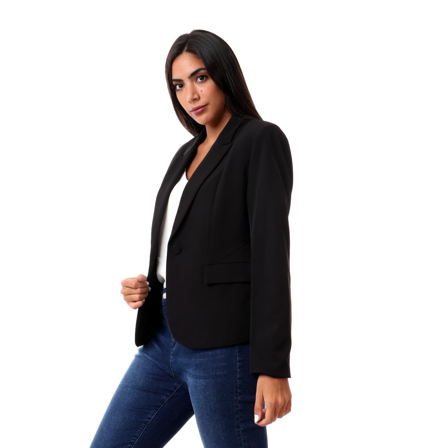 داليدرس جاكيت رسمي سادة كم طويل نسائي أسود