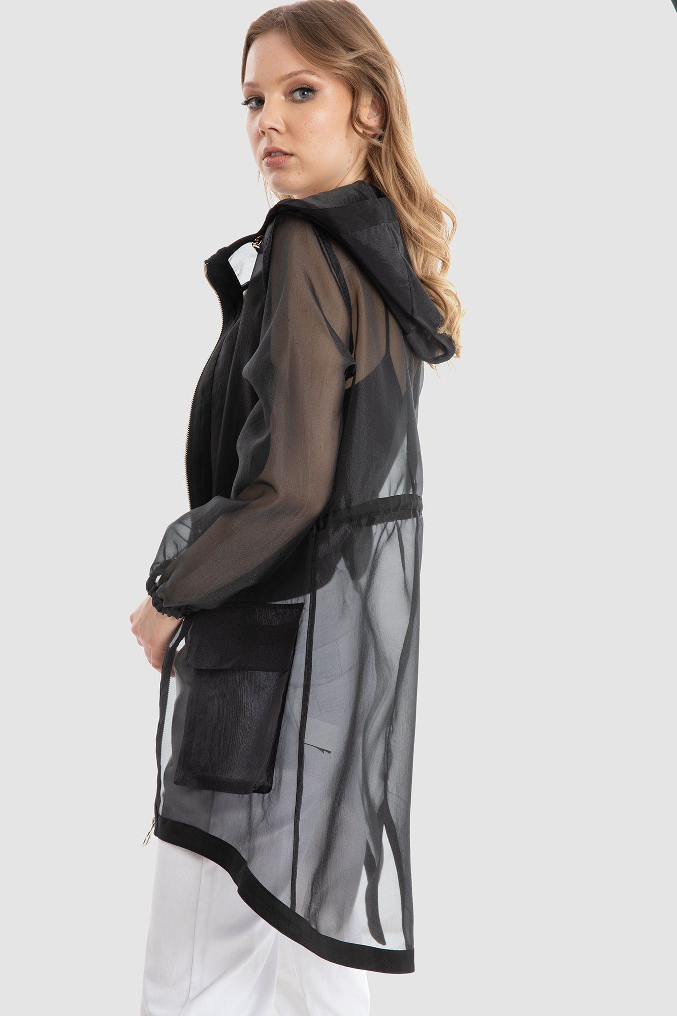 داليدرس جاكيت شفاف طويل كم طويل نسائي