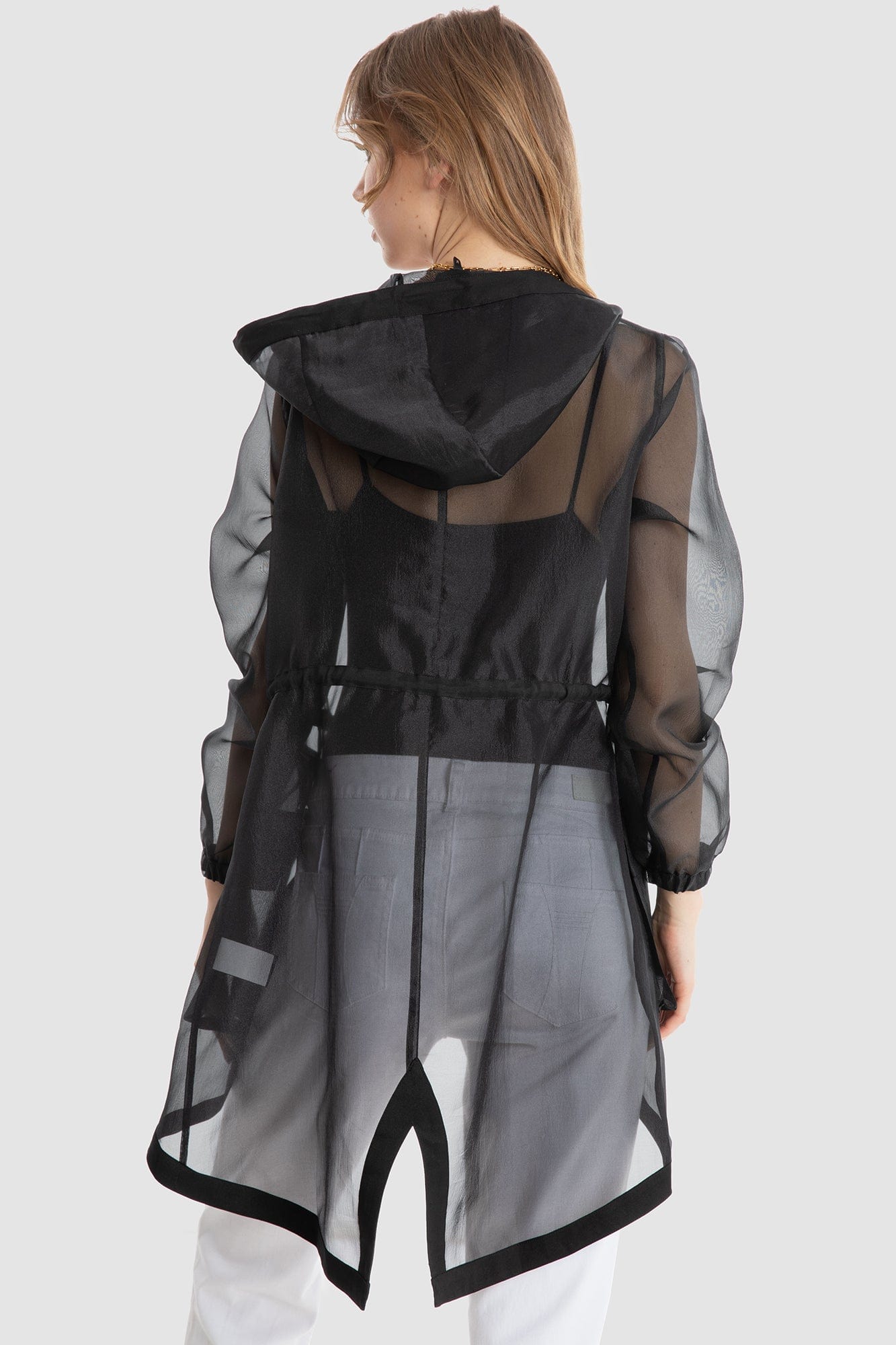 داليدرس جاكيت شفاف طويل كم طويل نسائي